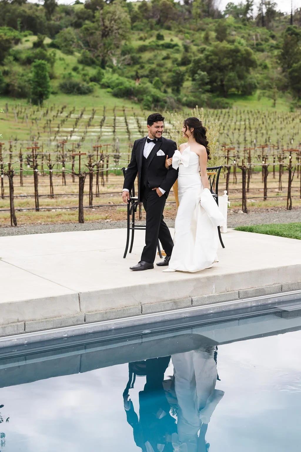 Bride and Groom Sunset Portrait in Vineyards – Napa Valley Wedding