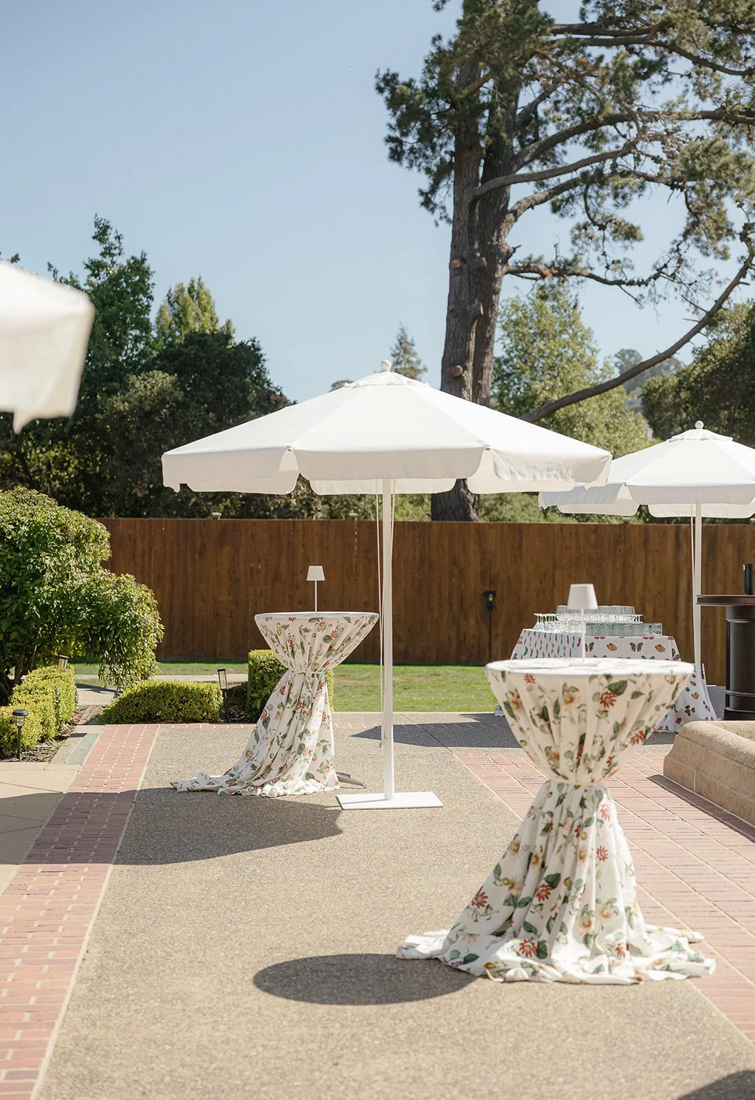 European Umbrellas in Outdoor Courtyard | San Francisco Bay Area Wedding by L'Relyea Events