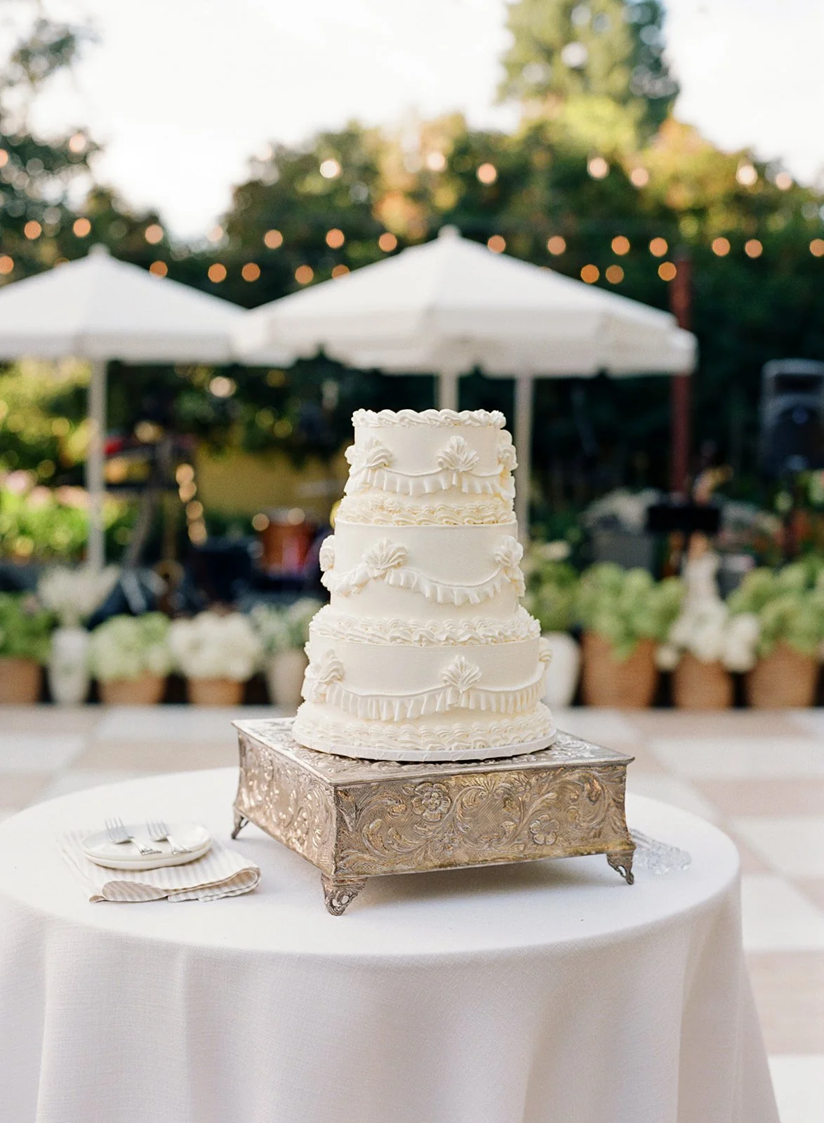 Wedding Cake at Oak Grove Estate in Sonoma County, designed by L’Relyea Events