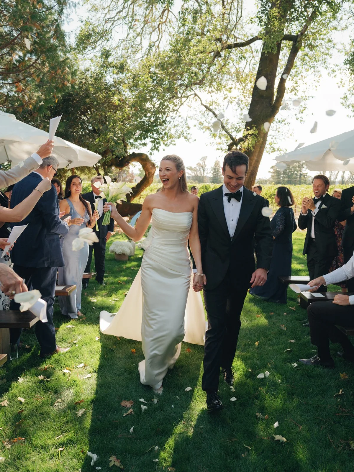 Bride and Groom Ceremony Exit at a Sonoma County Oak Grove Estate wedding by L’Relyea Events