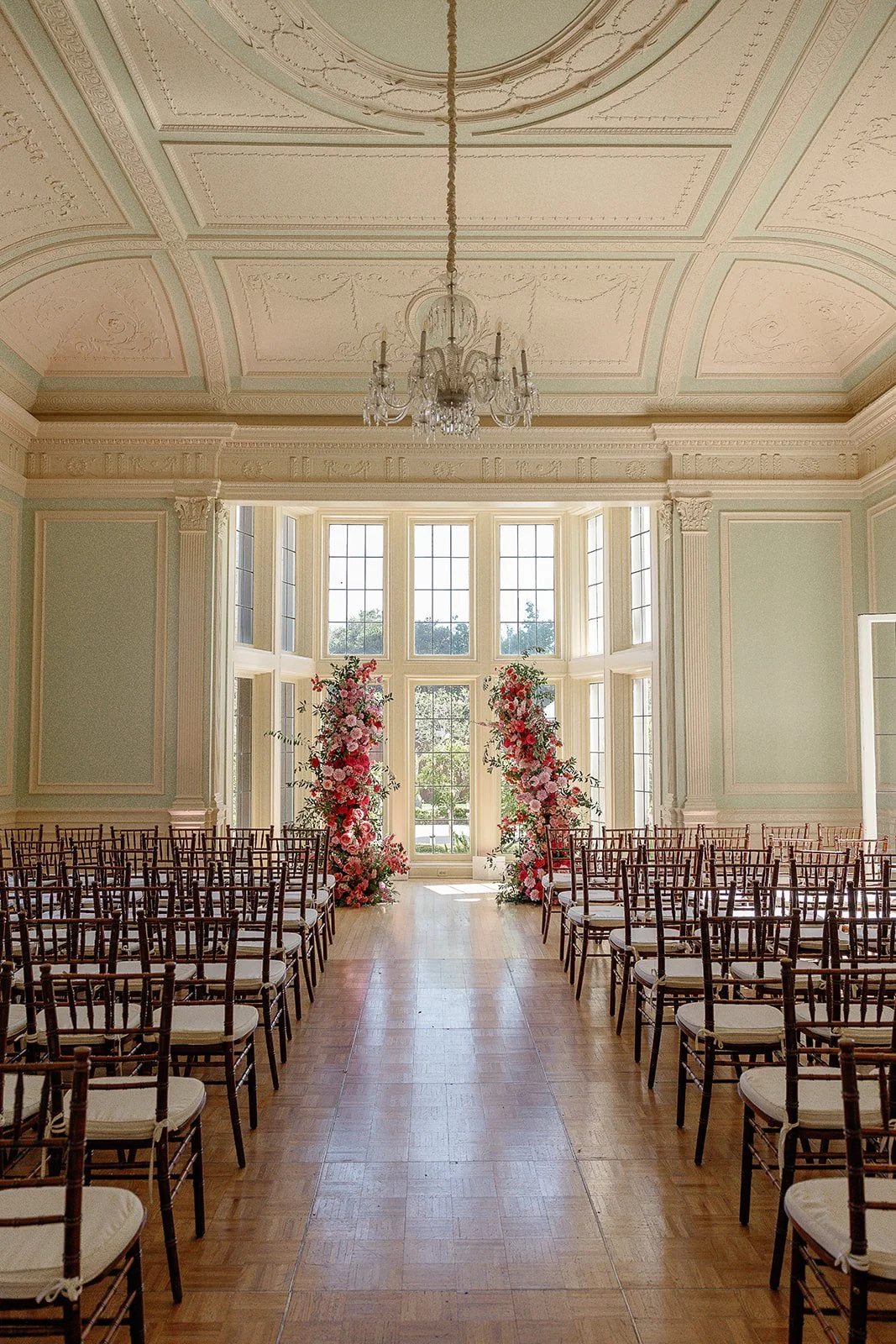 Elegant Bay Area wedding at Kohl Mansion featuring colorful reception details and romantic floral design by L’Relyea Events.