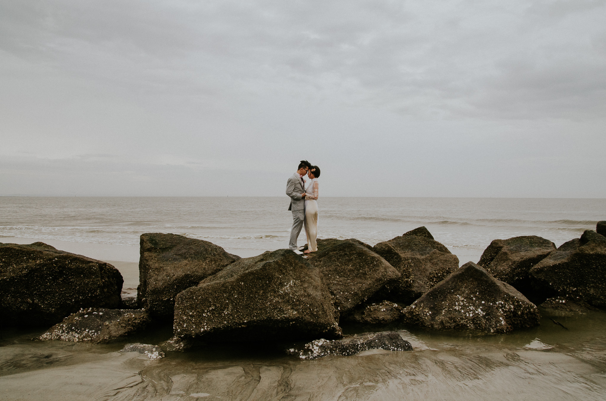 Tybee Island Photographer - Bride and Groom on Jetty