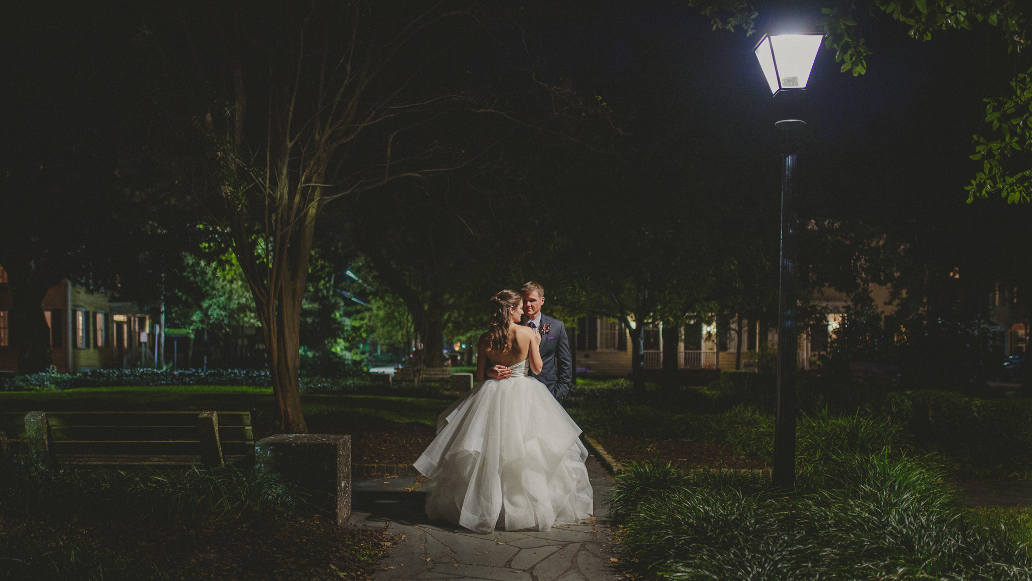 Savannah Wedding - Bride and Groom at night