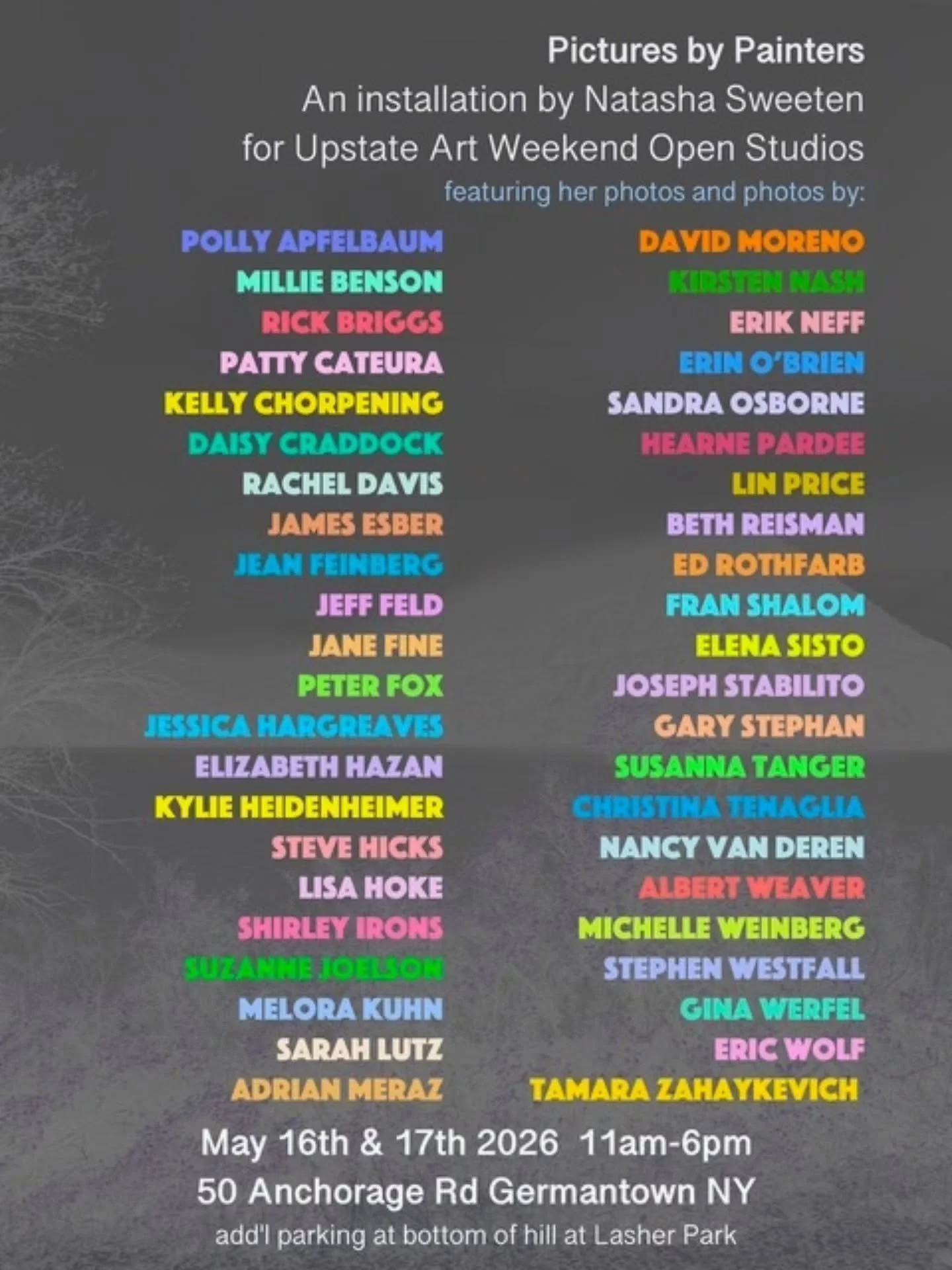 If you're going to @upstateartweekend open studios this weekend 11am-6pm Sat &amp; Sun, I have a photo in "PICTURES BY PAINTERS", an installation by @natashasweeten Thanks for including me! Xo