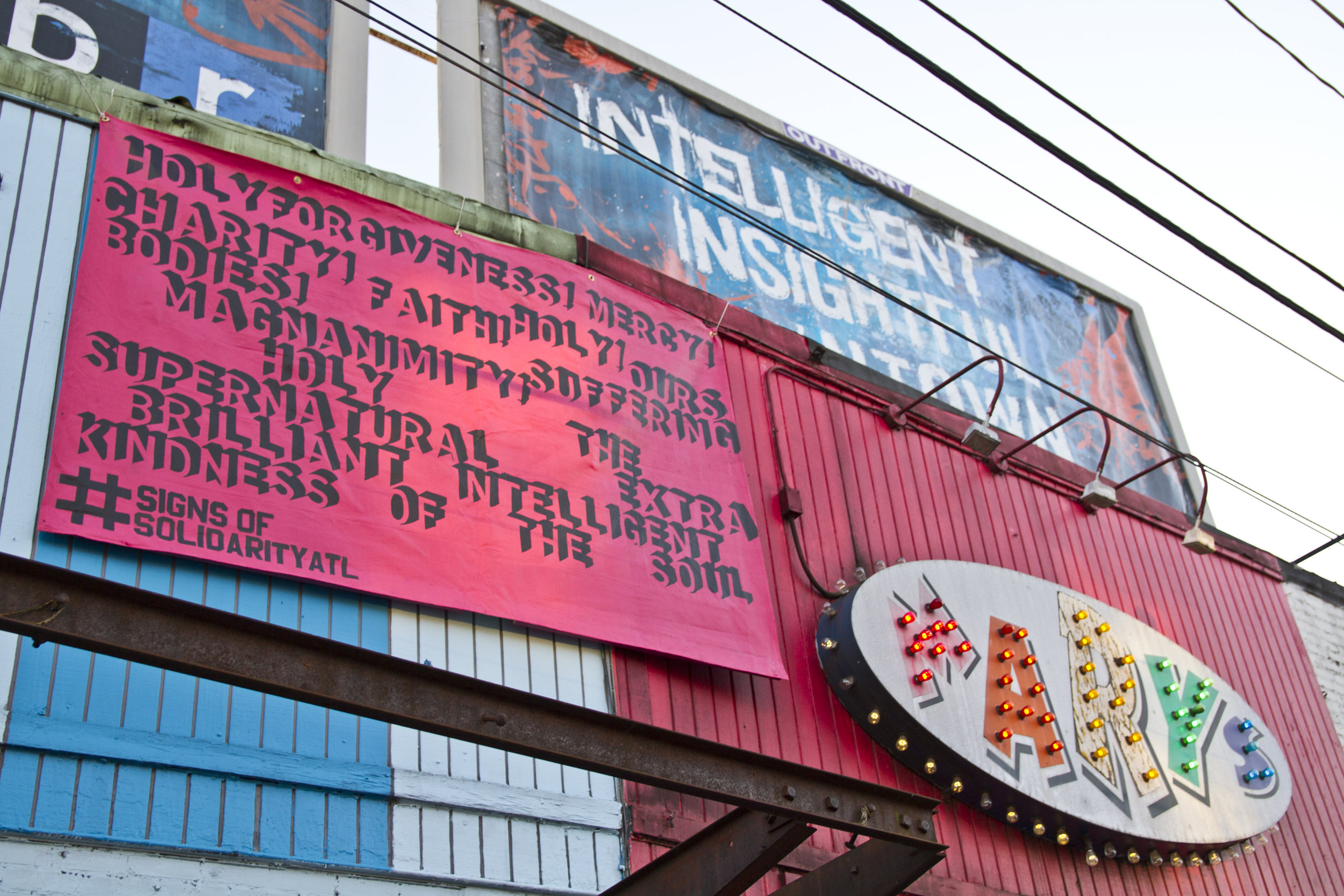 Shannon Palumbo's Banner outside Mary's