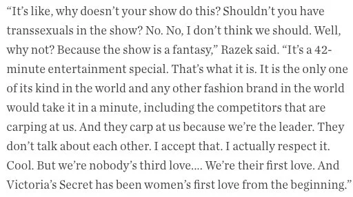 Comments by Edward razek for american vogue