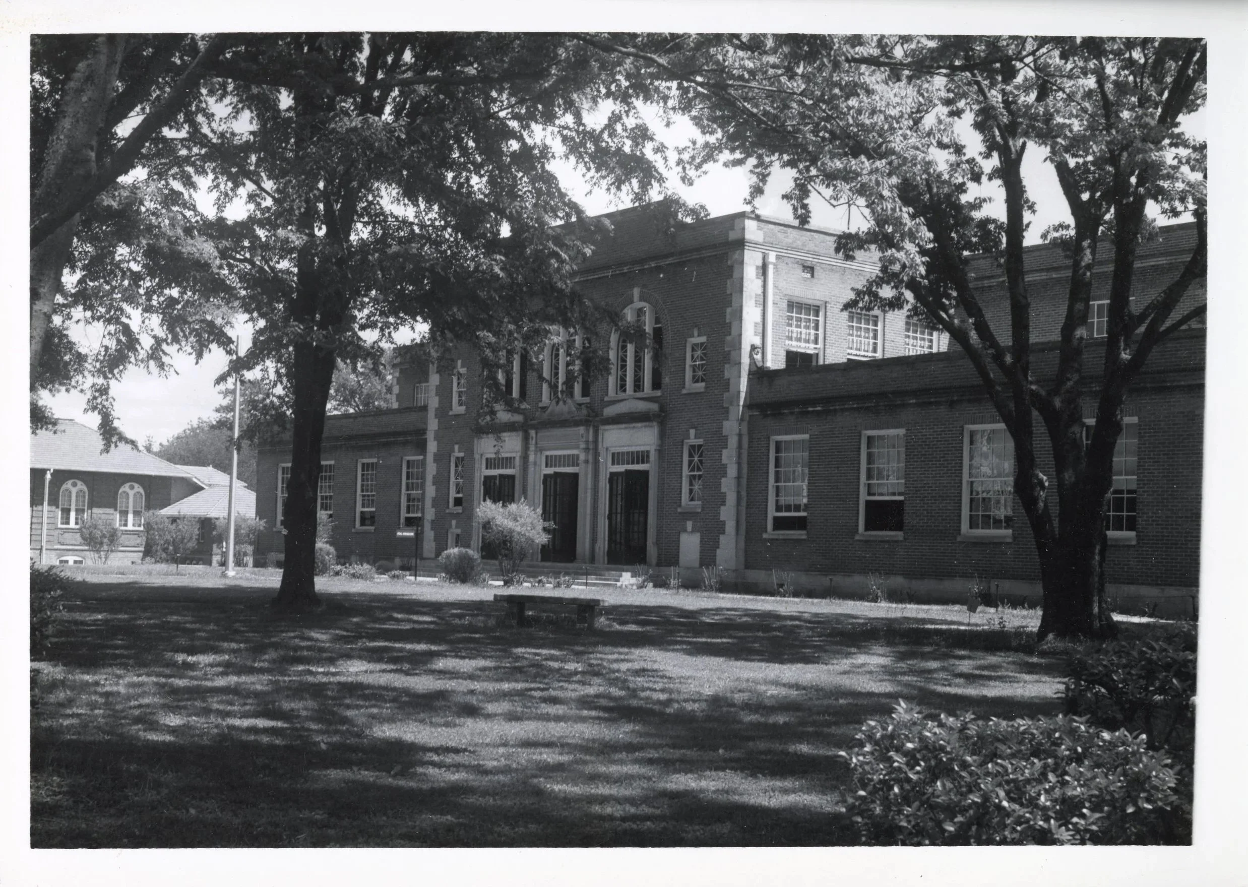  The front of the old physical education building while it was still in use.   Photo courtesy of the Beulah Culbertson Archives and Special Collections. 