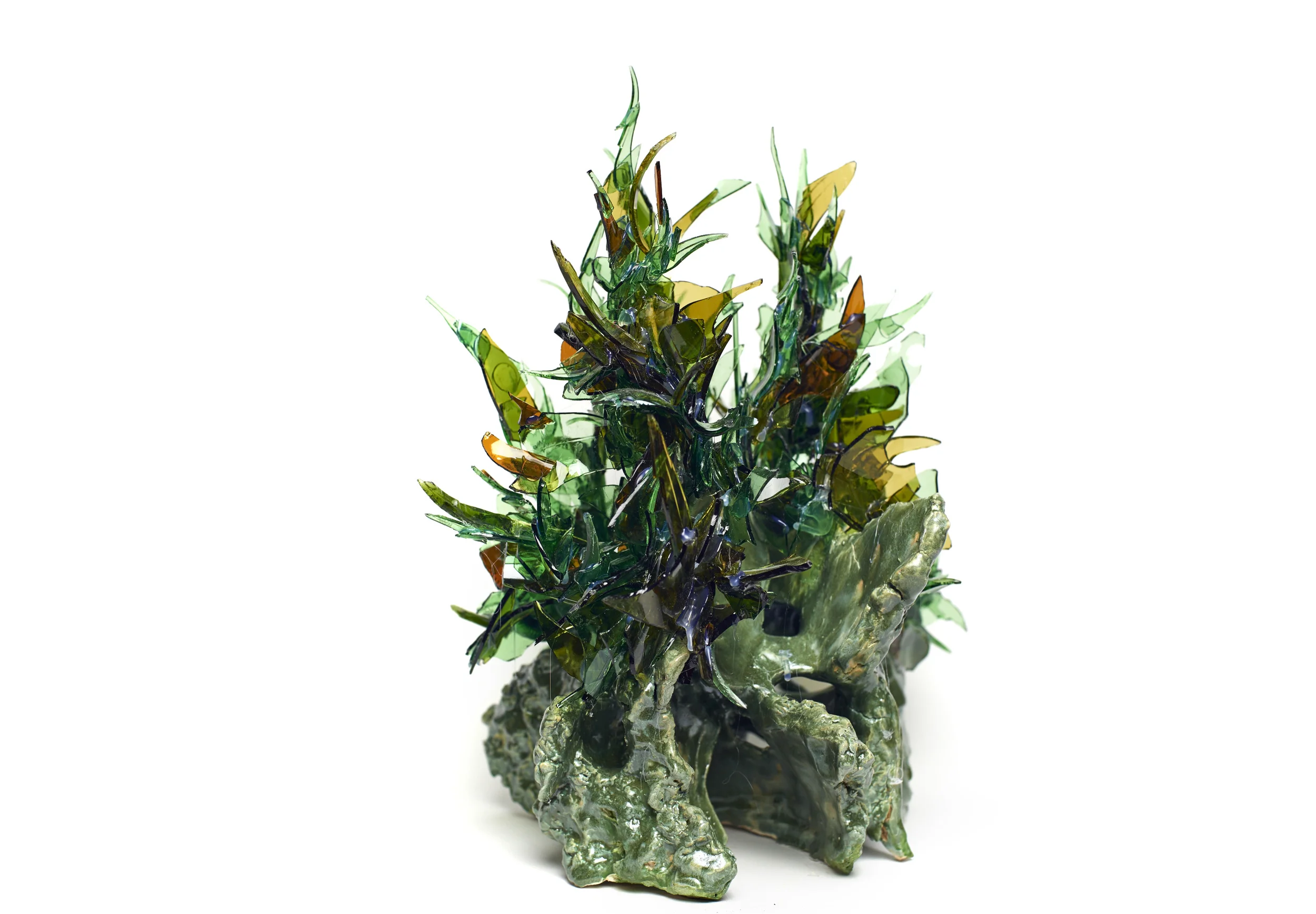 Broken Green Vase & Glass (194.2)