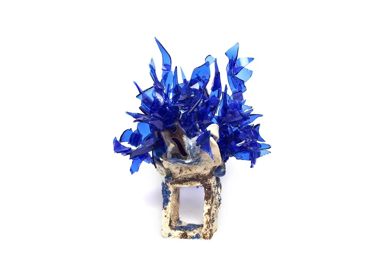 Rectangular Base with Blue Glass