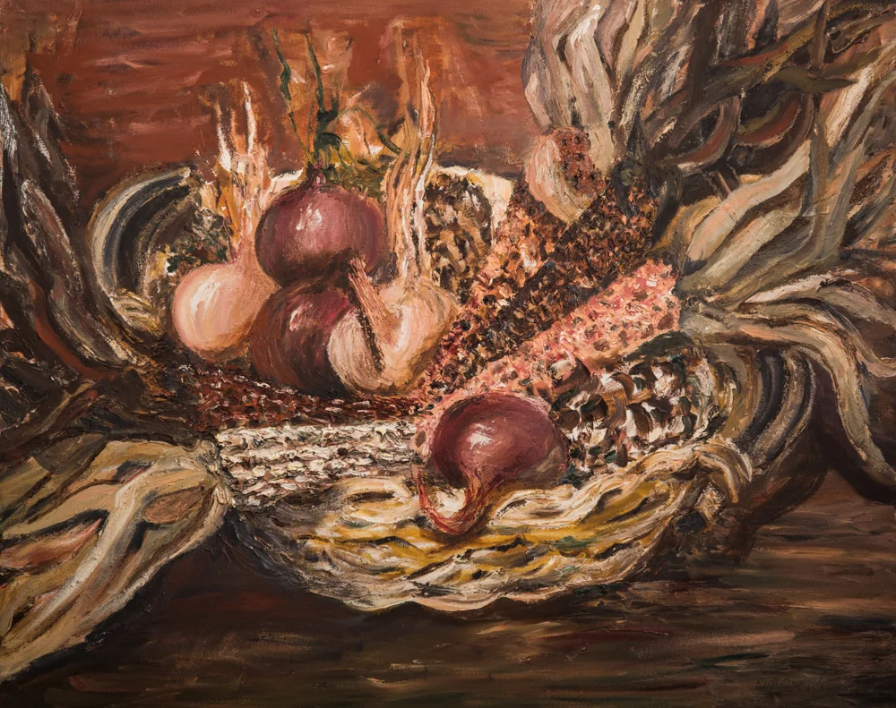 Onion & Gords in a Straw Basket (3)