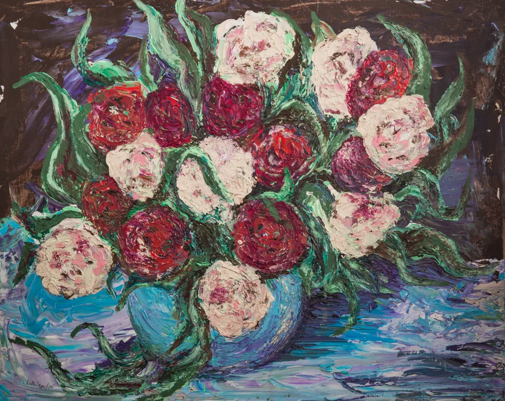 Roses in a Blue Vase (62)