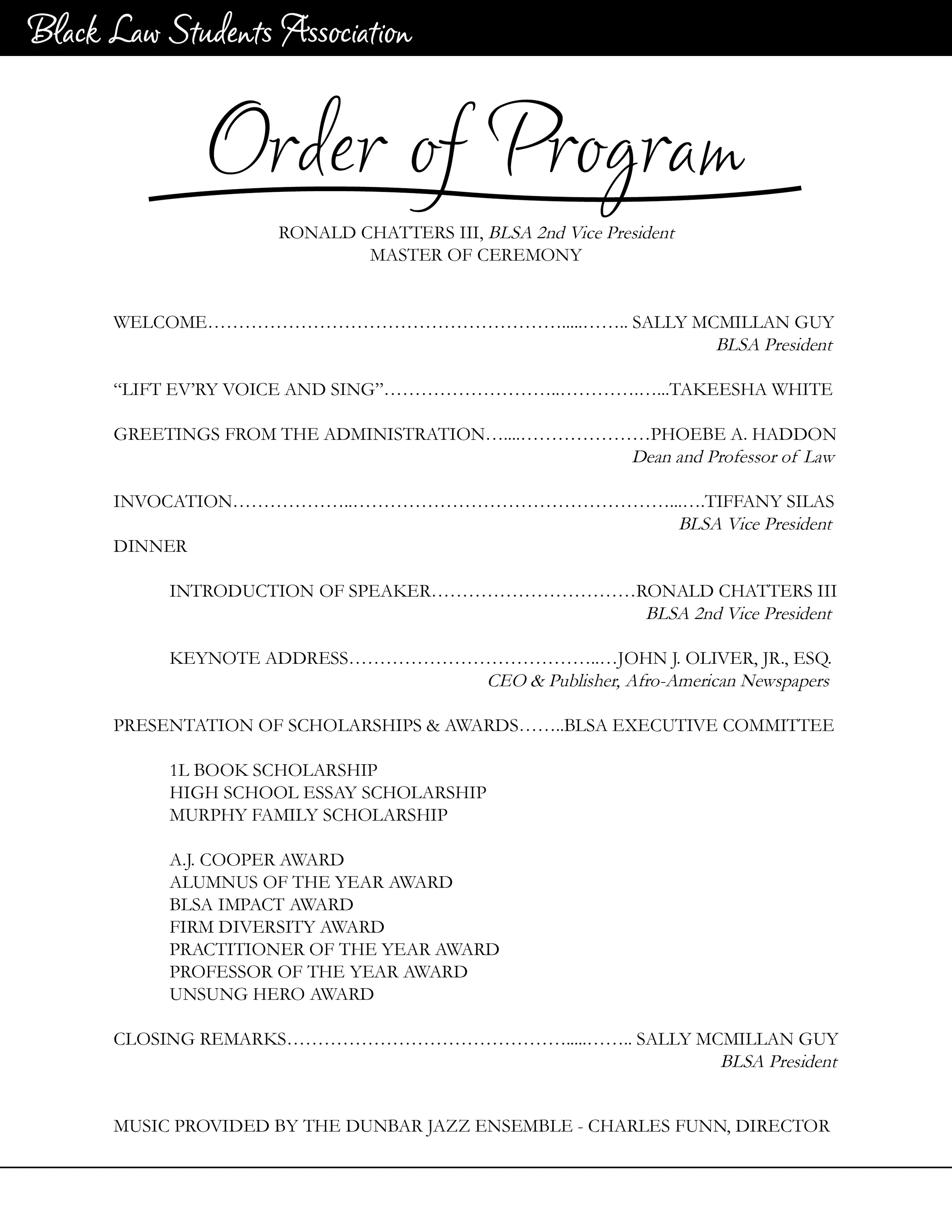 Awards Banquet Program