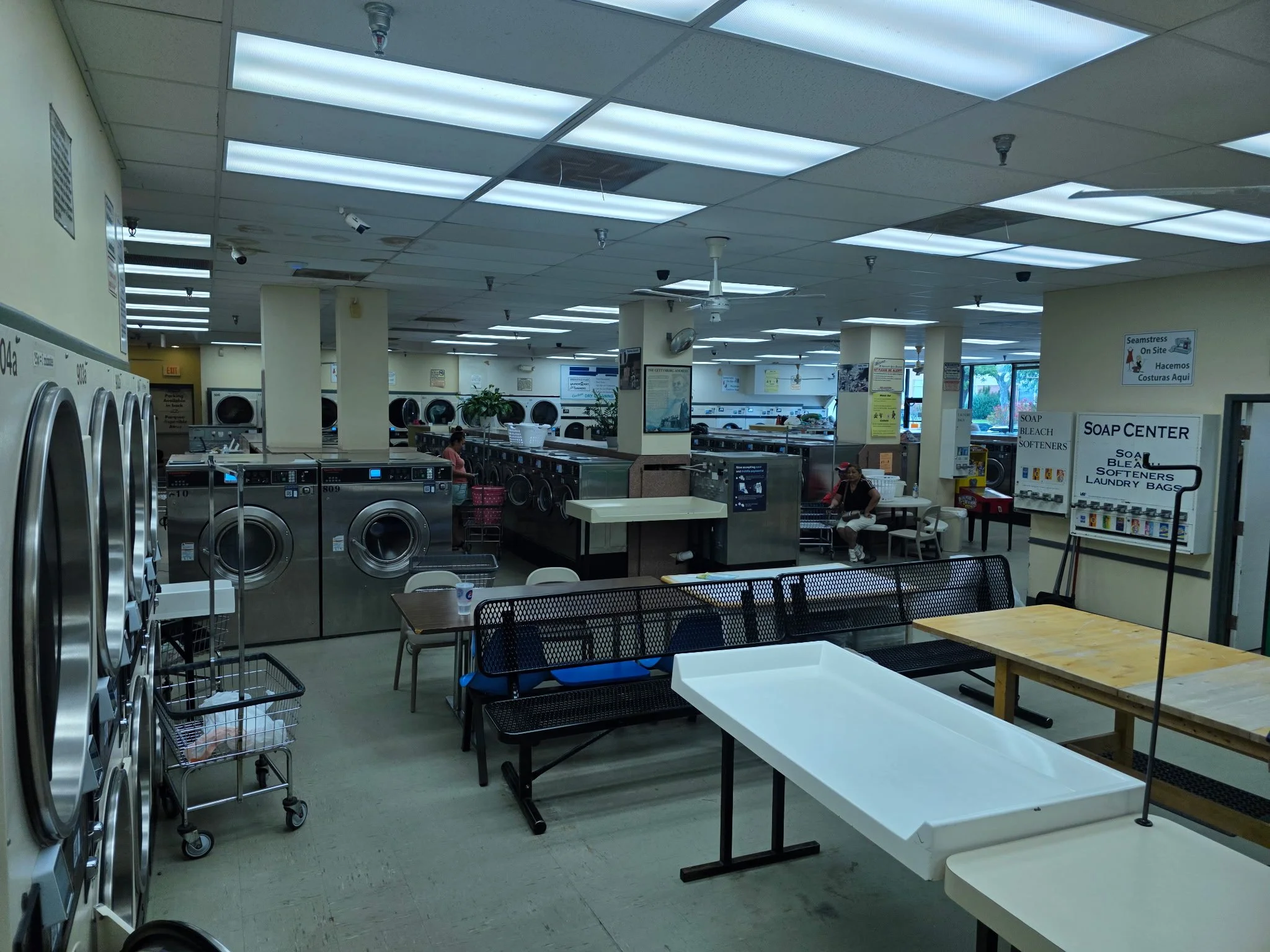 Plenty of folding tables and plenty of seating