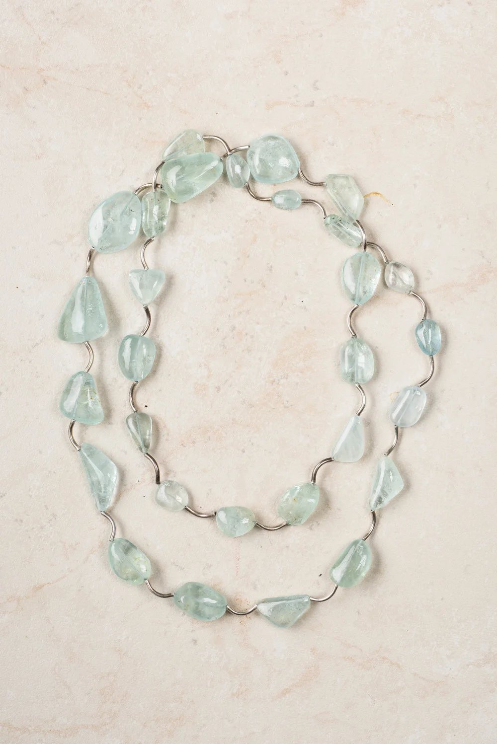 sterling silver and aquamarine necklace/n93