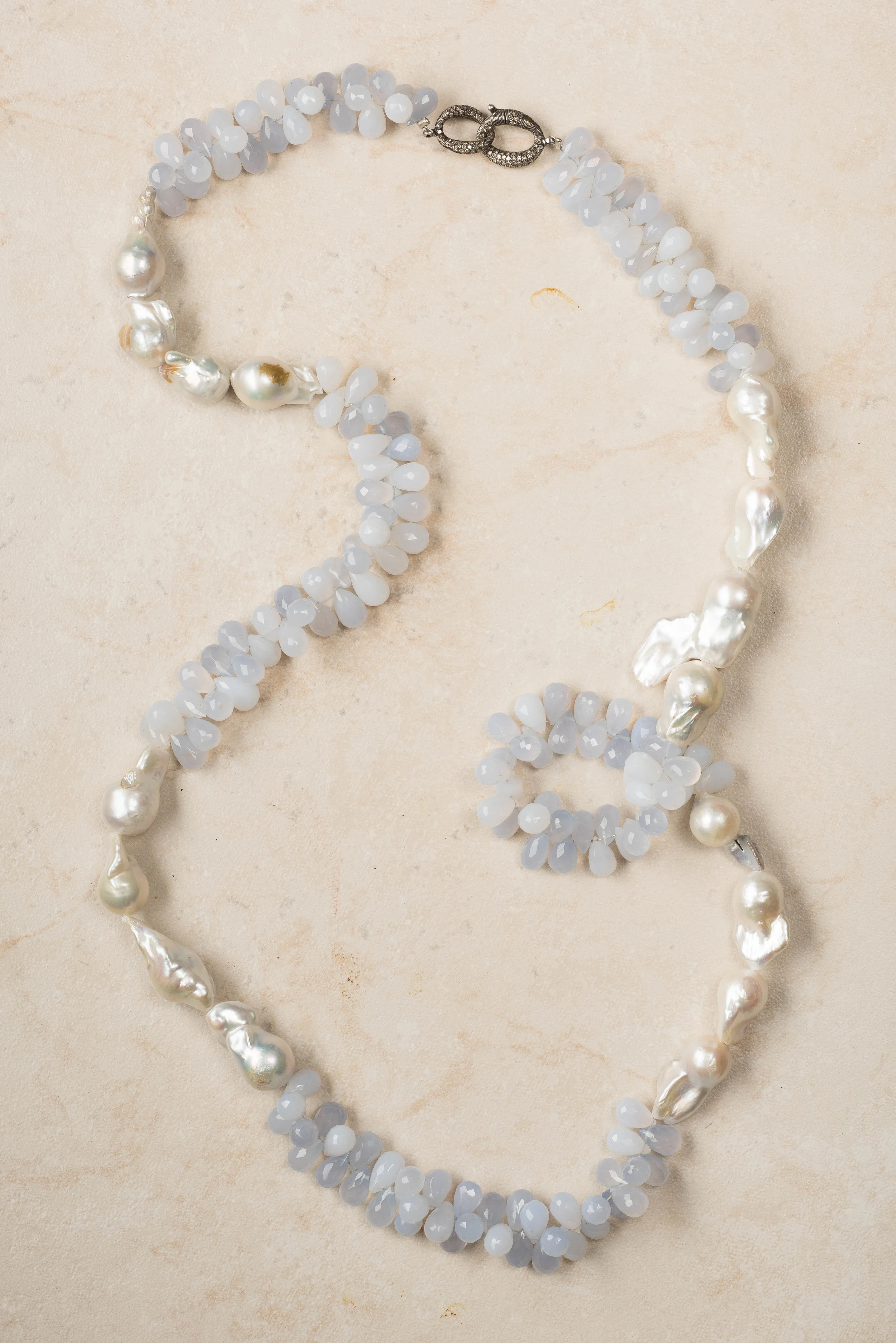 chalcedony and baroque pearl/n15