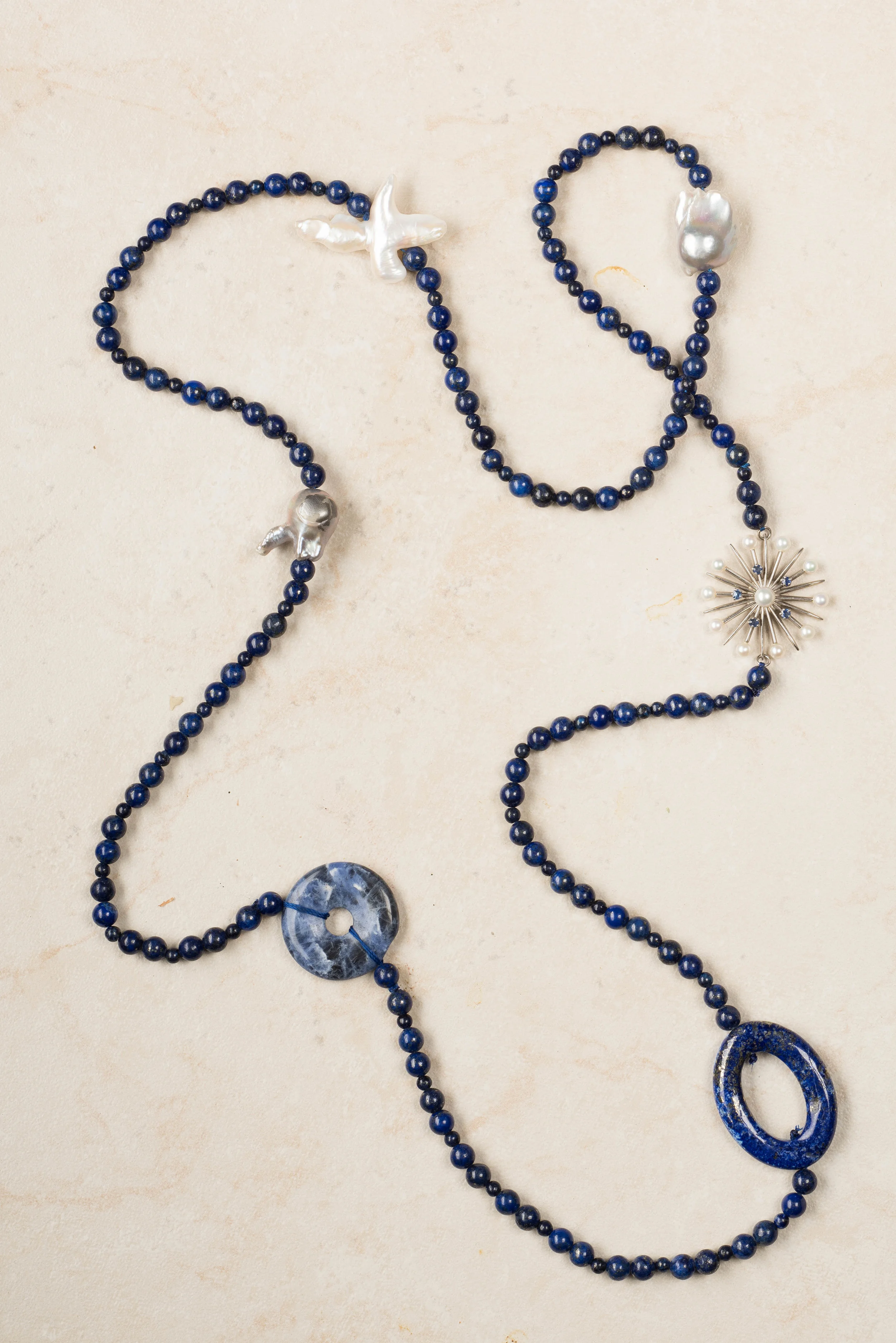 lapis, pearl, 1950 vintage piece /n39