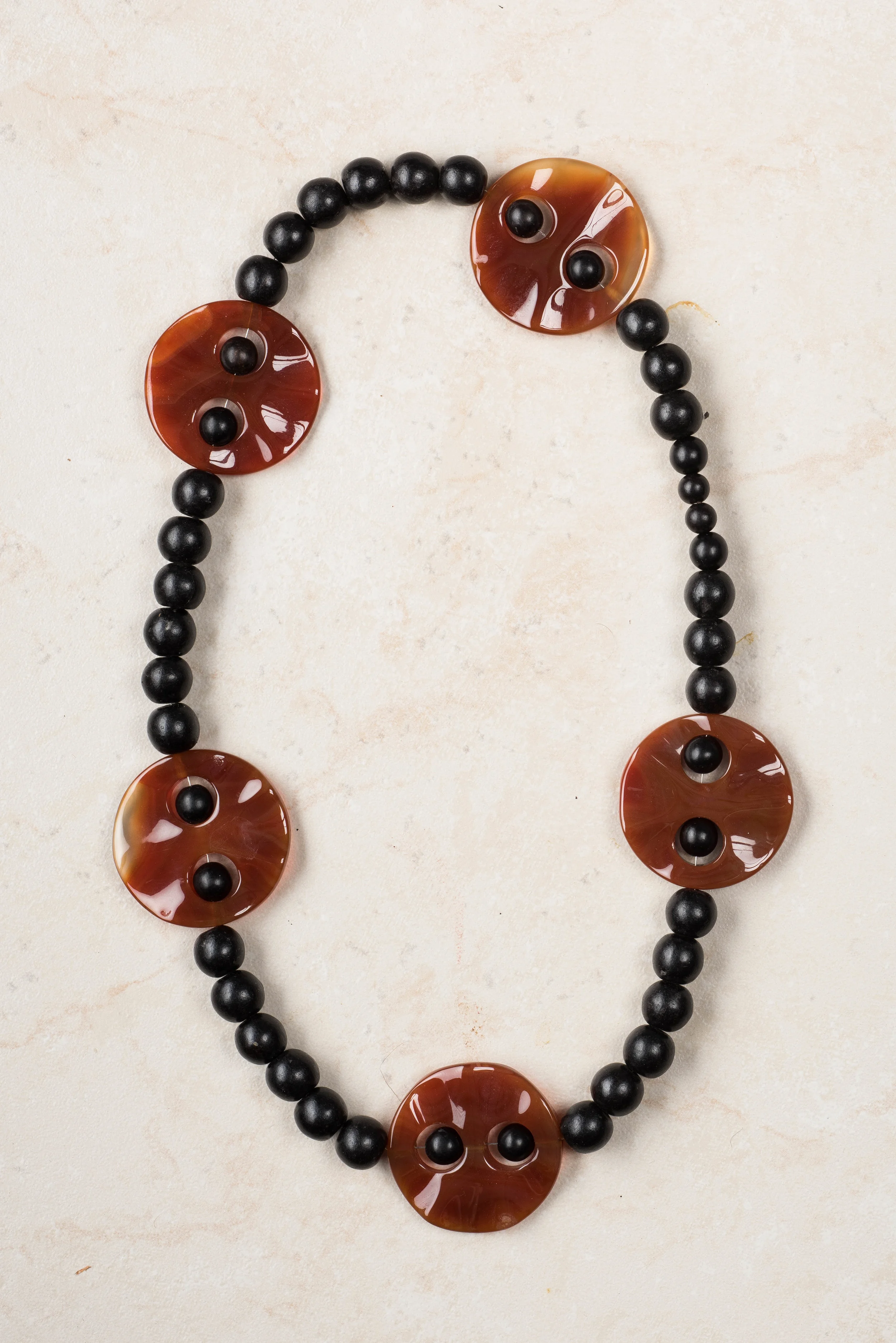 ebony bead and stone accent/n100