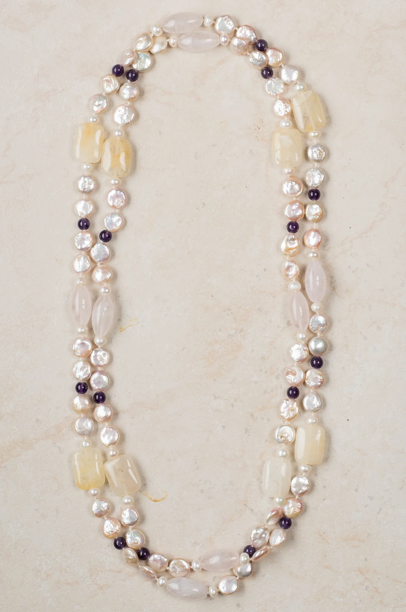 pealr, quartz, amathyst necklace/n144