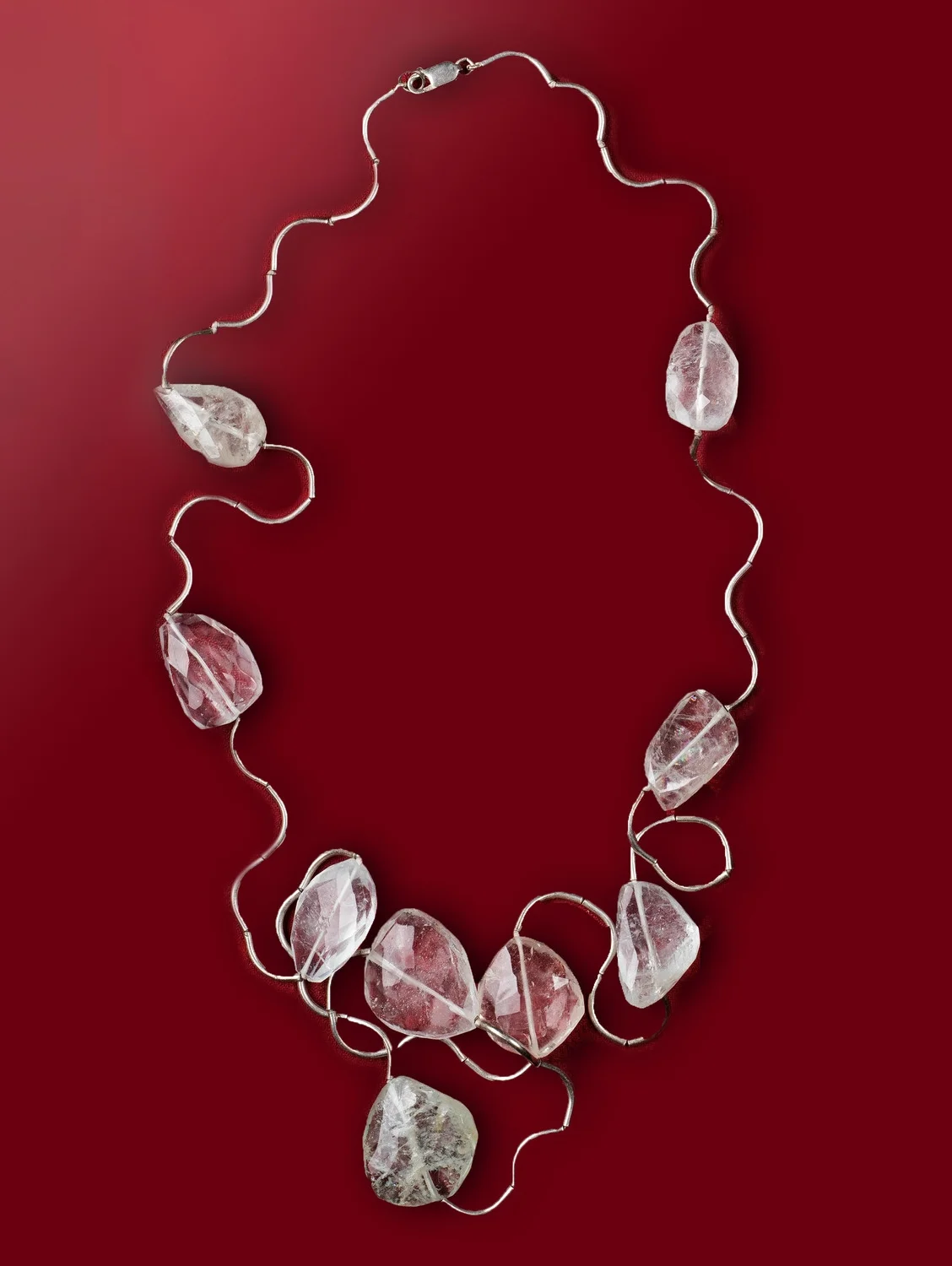 aquamarine and silver necklace/n107