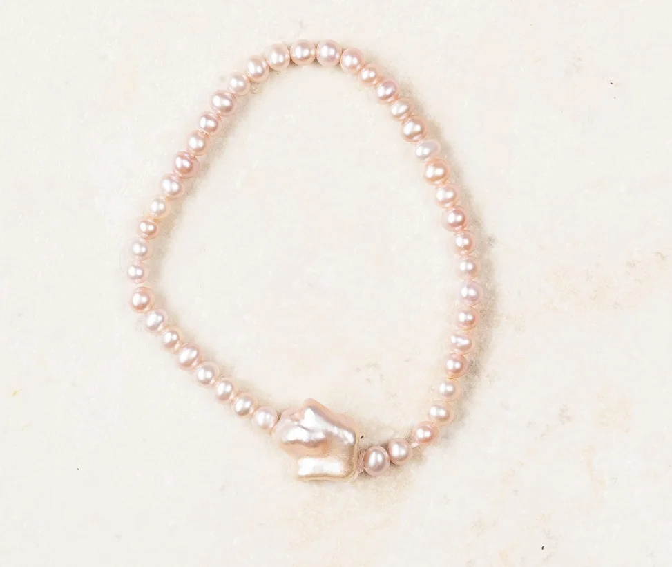 pink pearl, freshwater pink baroque, stretch/b132