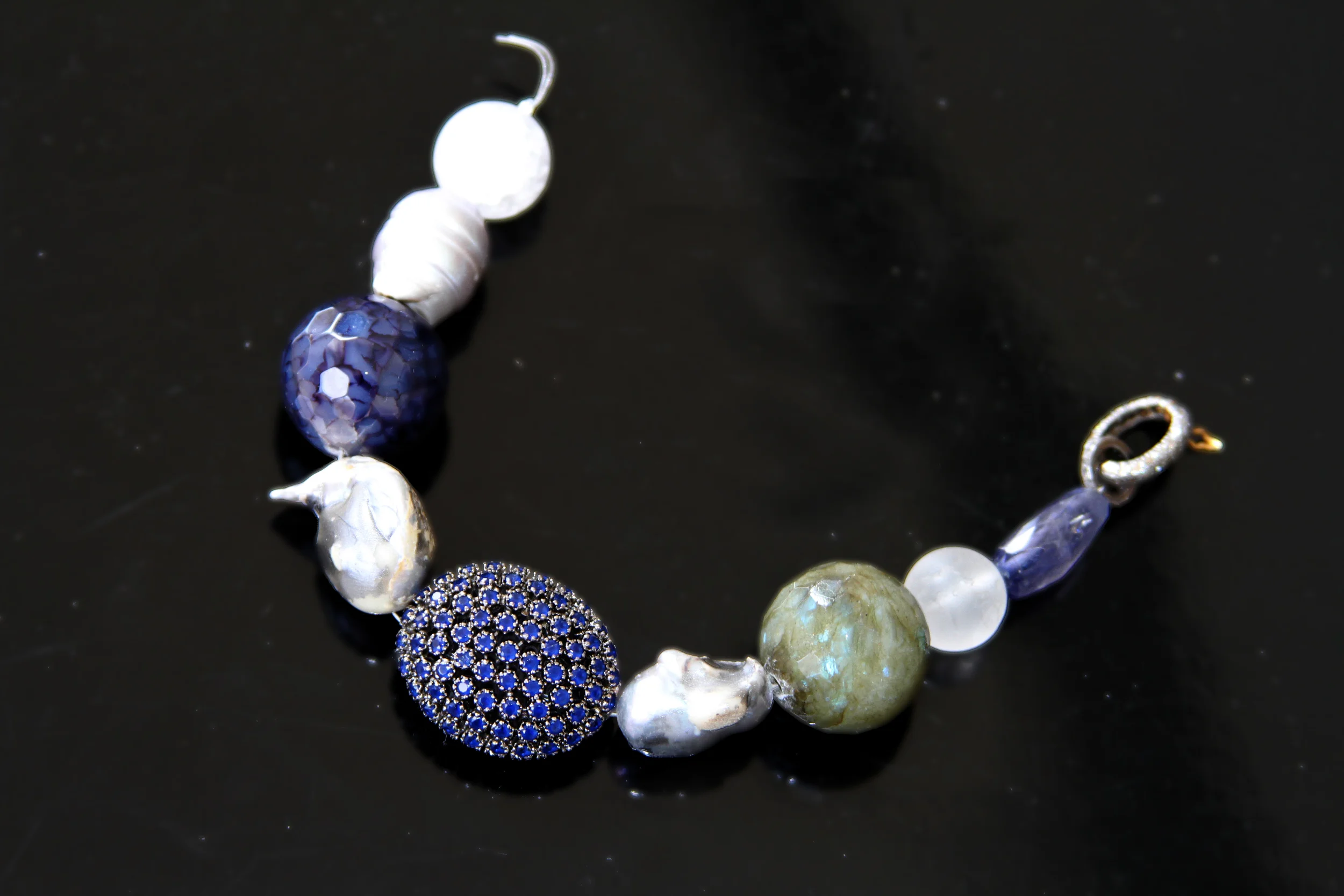 saphhire bead bracelet/dia clasp/b195