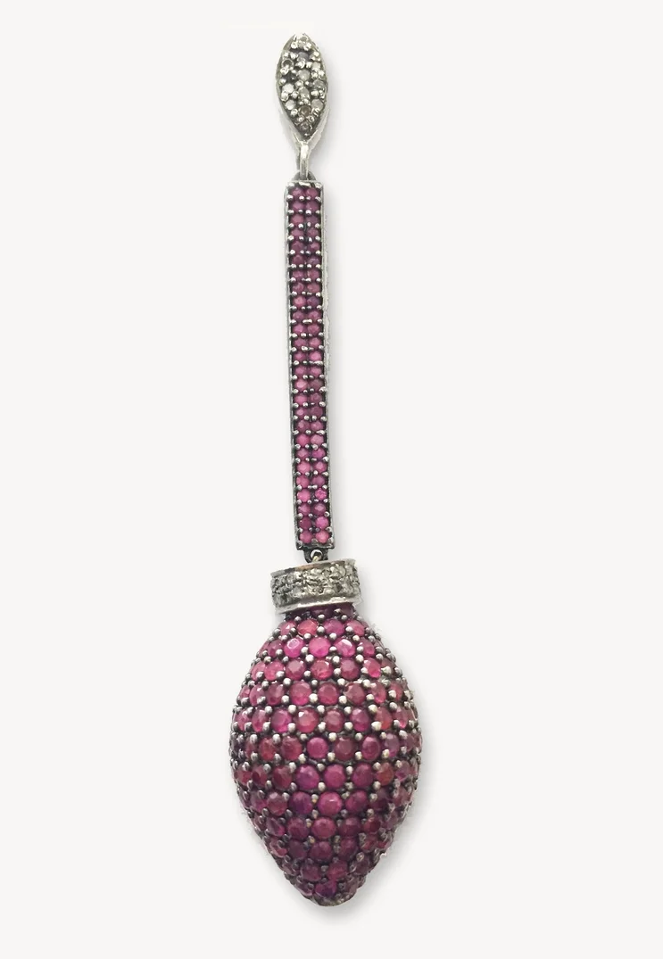 ruby bead/diamond bar pendant/p223