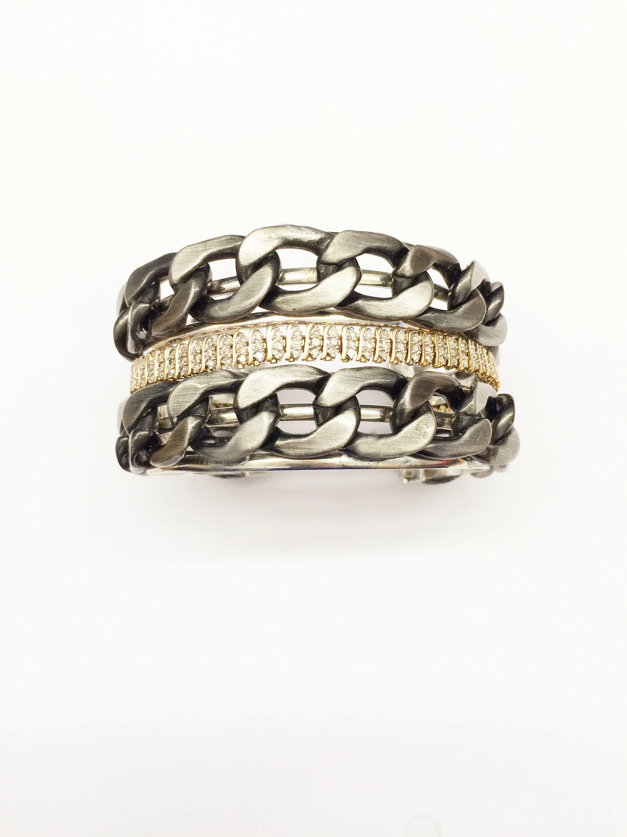 5ct diamond bracelet embedded in steel chain/b228