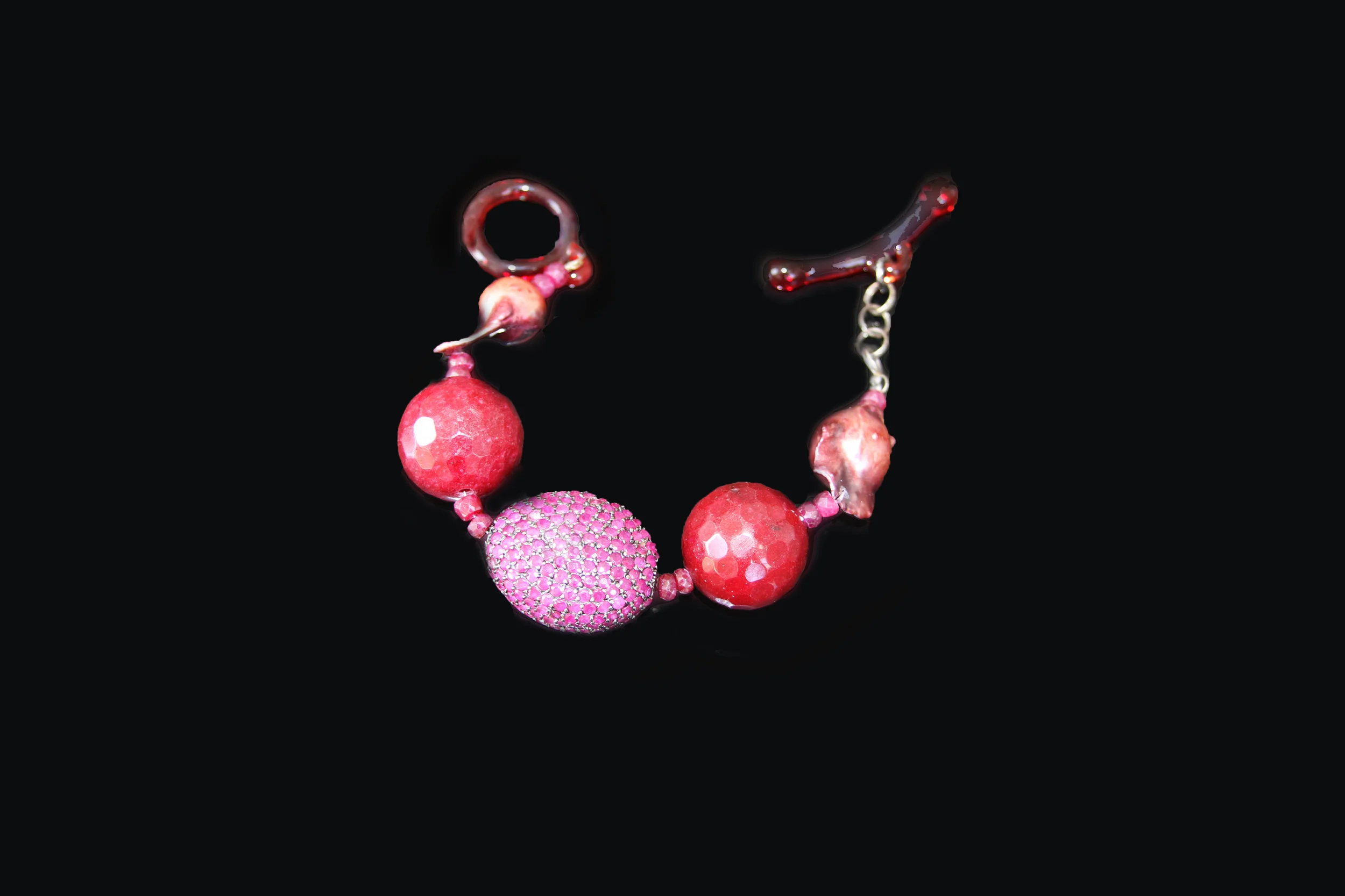 ruby bead,baroque pearl bracelet/b201