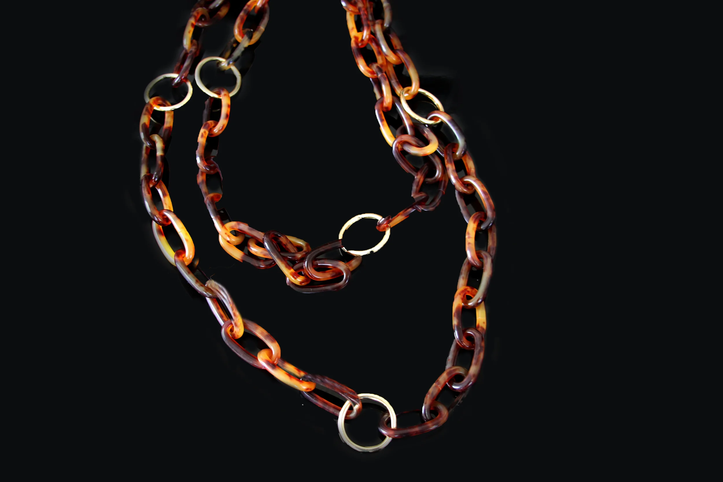 tortoise shell link/14 K loop necklace/n210