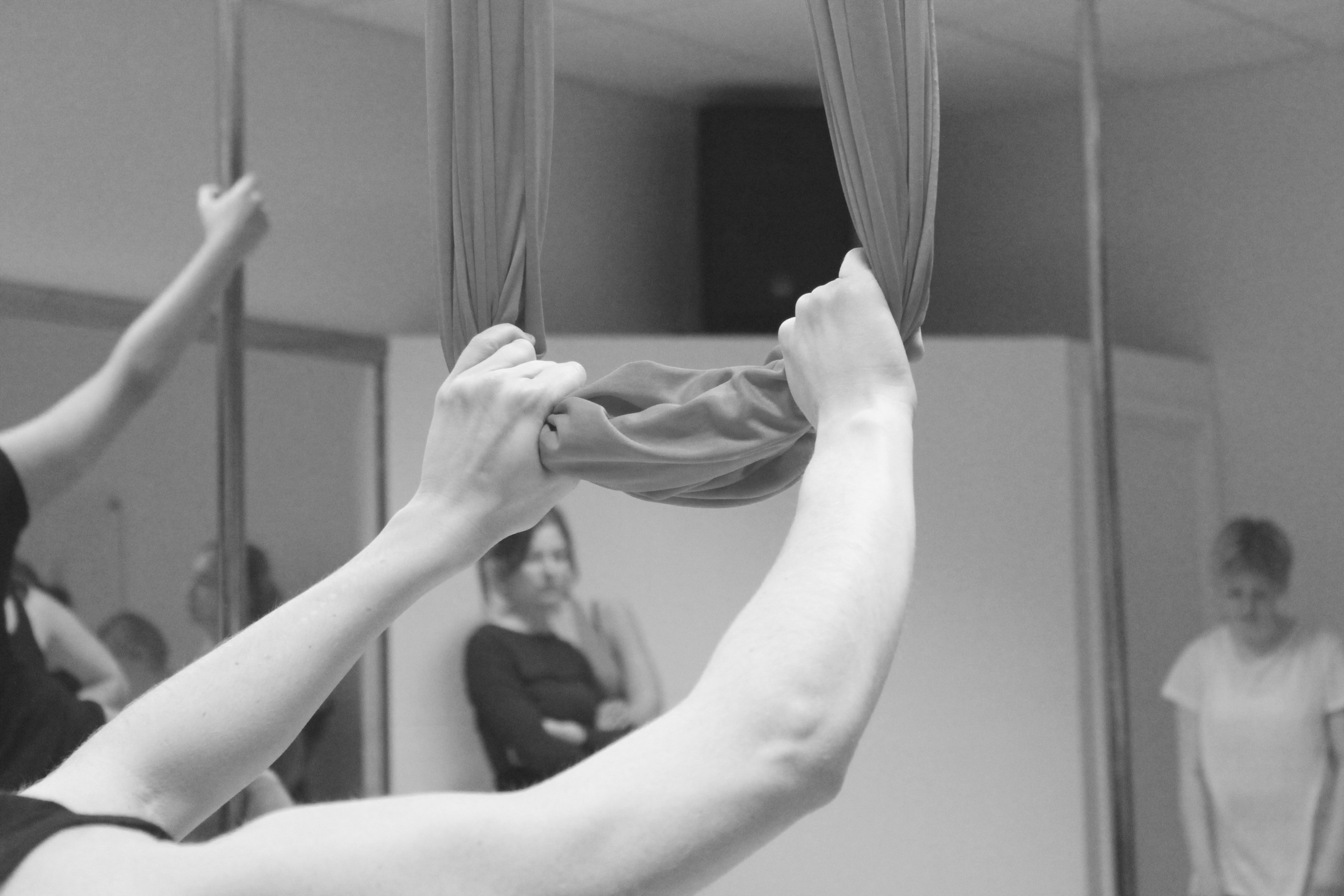 Aerial hammock at the aerial yoga open day of Floating Fitness, South East London.