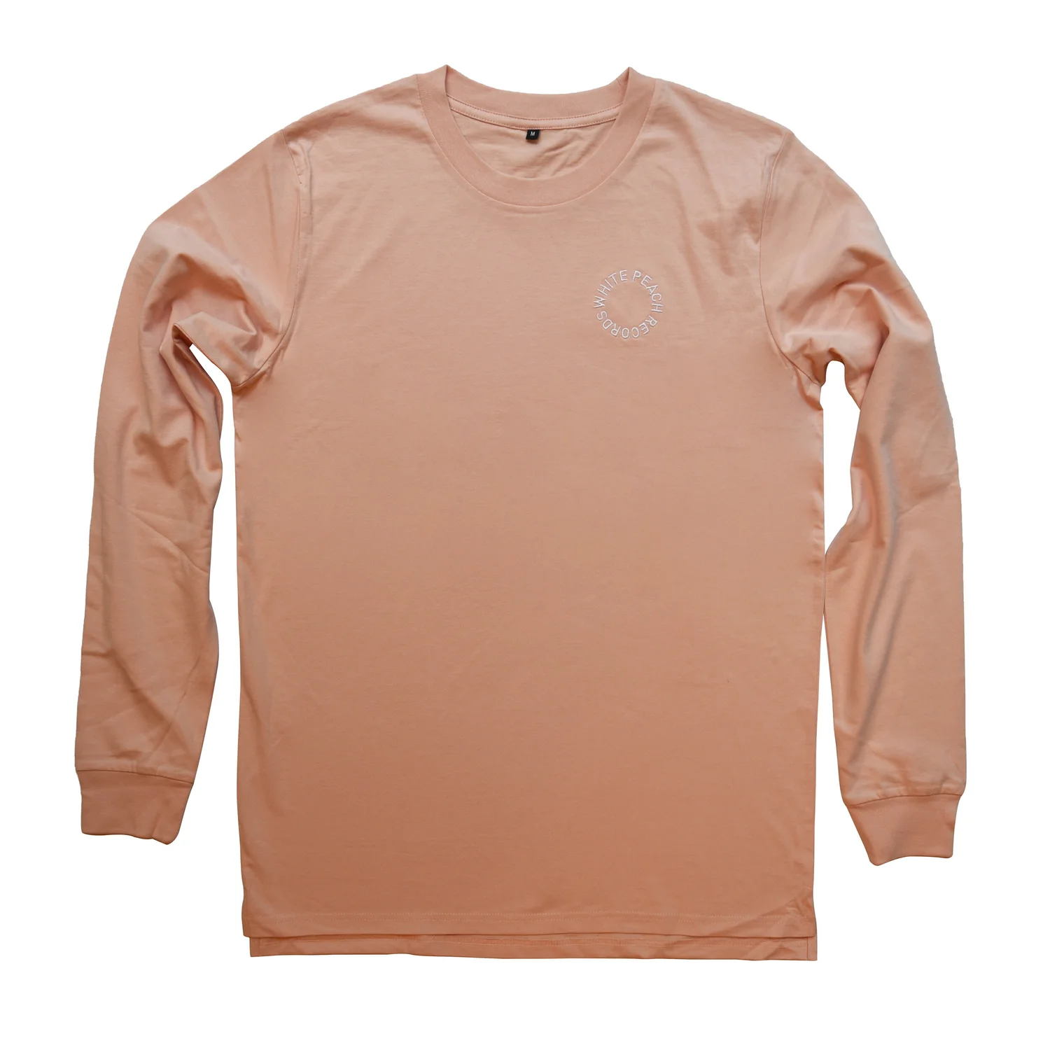 WPT035 - Pale Pink Long Sleeve T-shirt w/ White Embroidery