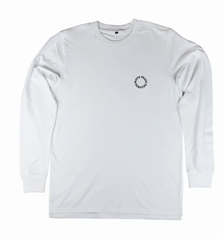 WPT034 - Tan Long Sleeve T-shirt w/ White Embroidery — White