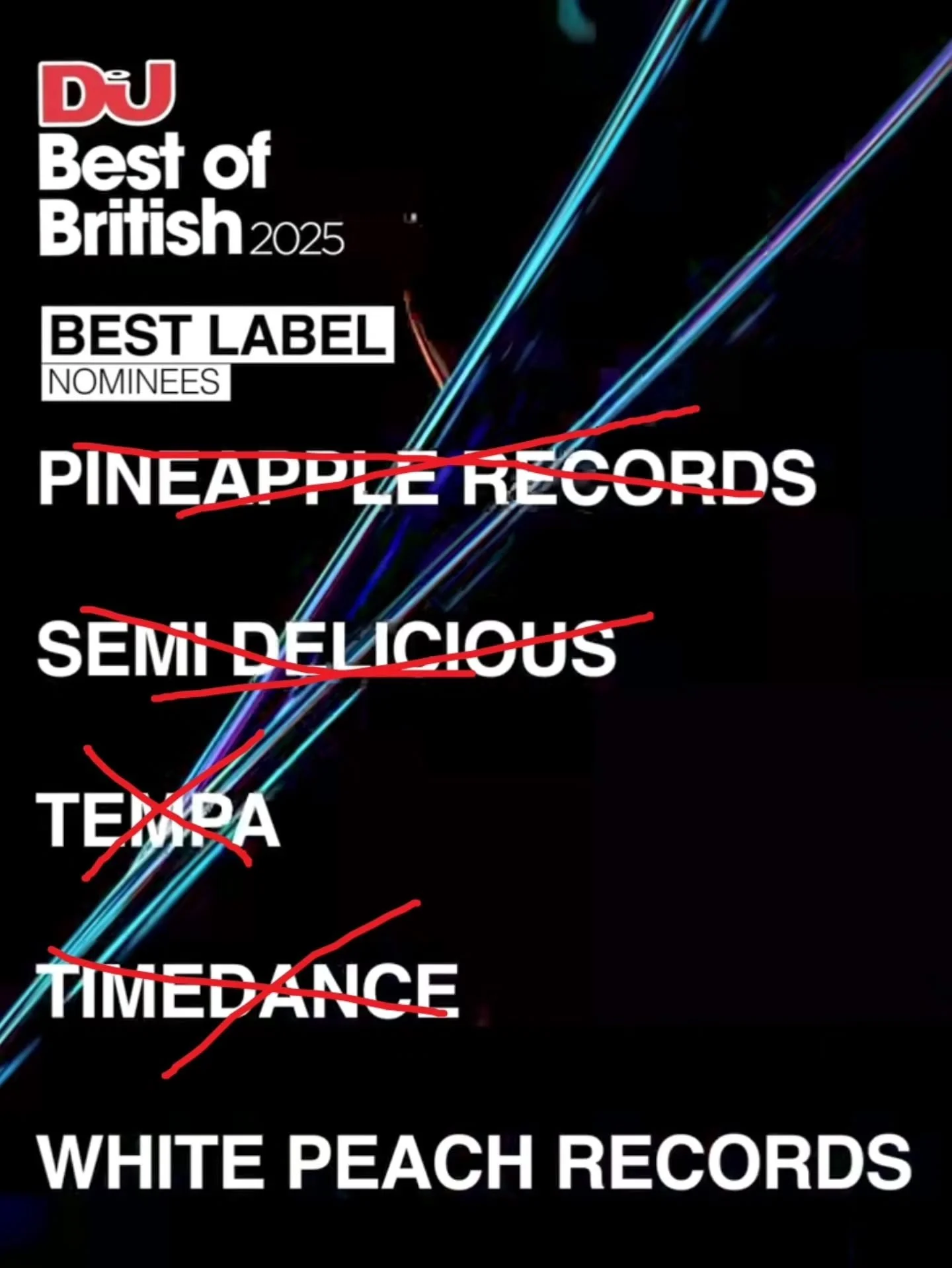 WE'VE BEEN NOMINATED FOR BEST LABEL IN THE @djmagofficial AWARDS. WE'VE ADDED THE LINK IN THE BIO SO YOU CAN EASILY VOTE FOR US. DUBSTEP &amp; GRIME 5EVA 

FREE PEACHES FOR LIFE 

EVERYONE KNOWS PINEAPPLES ARE WORSE THAN PEACHES (@sambingamusic 👀)