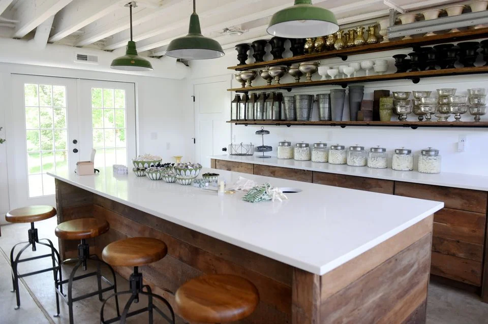 Here is the lower level where custom cabinets were built using reclaimed barn wood from another Chelsea Area barn that had been deconstructed 40 years ago and stored. We got lucky asking the lumber yard for reclaimed wood 1 day after this old barn had been delivered to them!! 