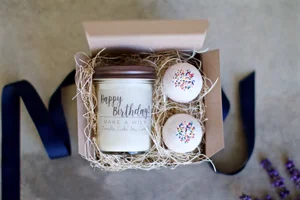 Birthday Gift For Her Vanilla Cake Candle And Bath Bath Bomb Set