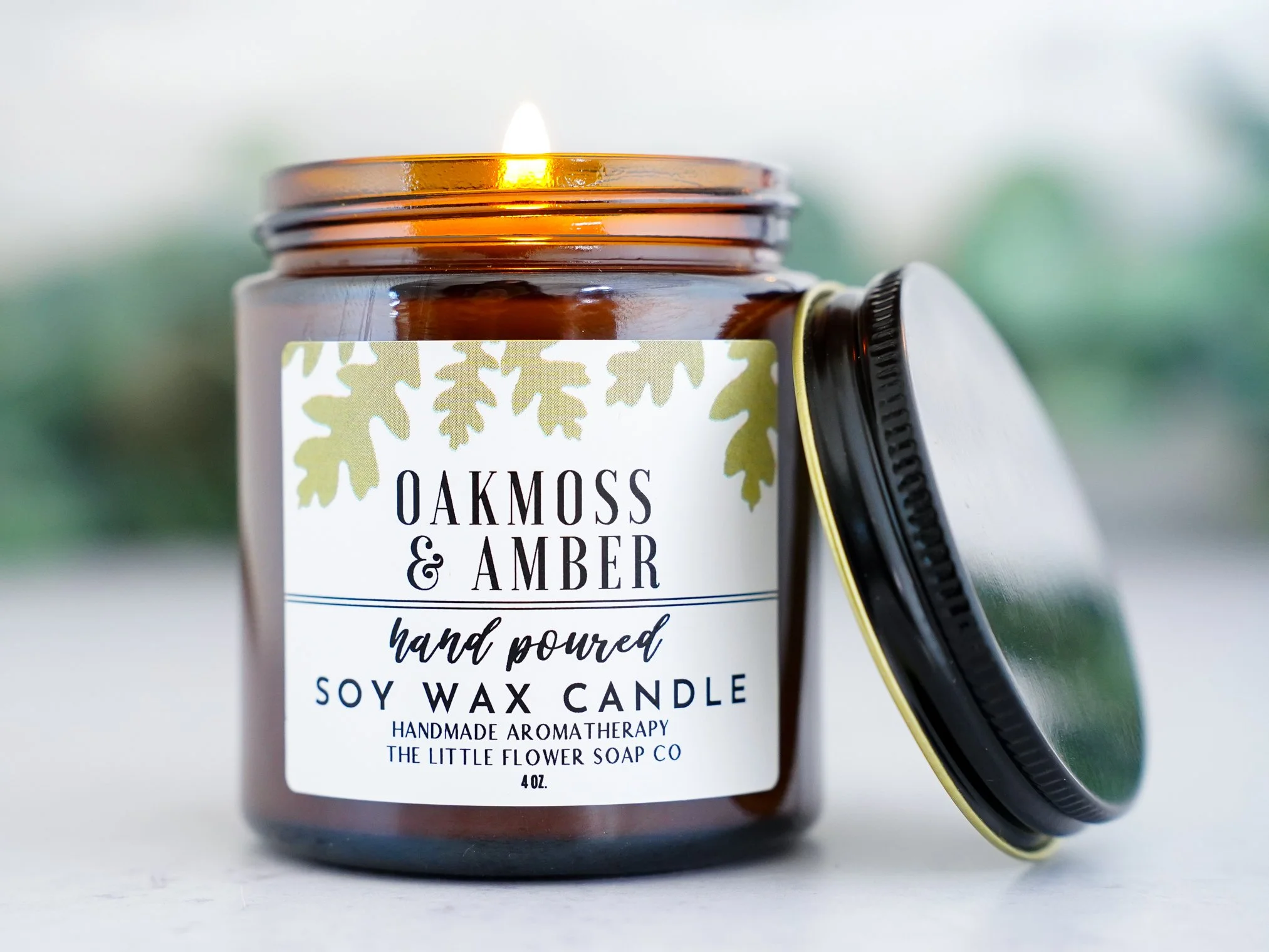 Oakmoss and Amber 4oz Soy Wax Candle
