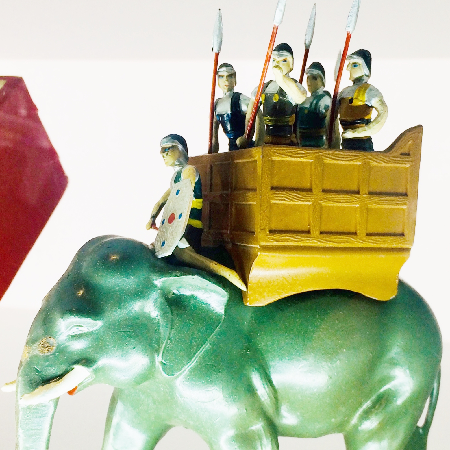 2nd floor, Main Gallery, Various Makers, #29: Minikin, Japan, Hannibal War Elephant, 1950 Battle of the Rhône Crossing Part of the Second Punic War In late September 218 BCE Hannibal Barca led an army of 40,000 Carthaginians into battle with a Gallic tribe to cross the Rhône River en route to Italy. While most of the Carthaginian warriors crossed the river in boats, rafts and canoes, a majority of the 37 elephants in their caravan reputedly fell into the river and swam across. By winter Hannibal’s army would reach Po Plain where it would ambush the Romans on the banks of the Trebbia, thus beginning the Second Punic War.