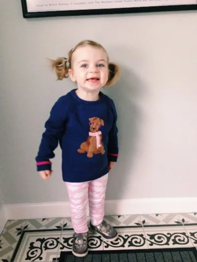 Phoebe styled in Jumper: Joules . Leggings: Jack & Jillaroo - both from Little Boutique @ Alana's.