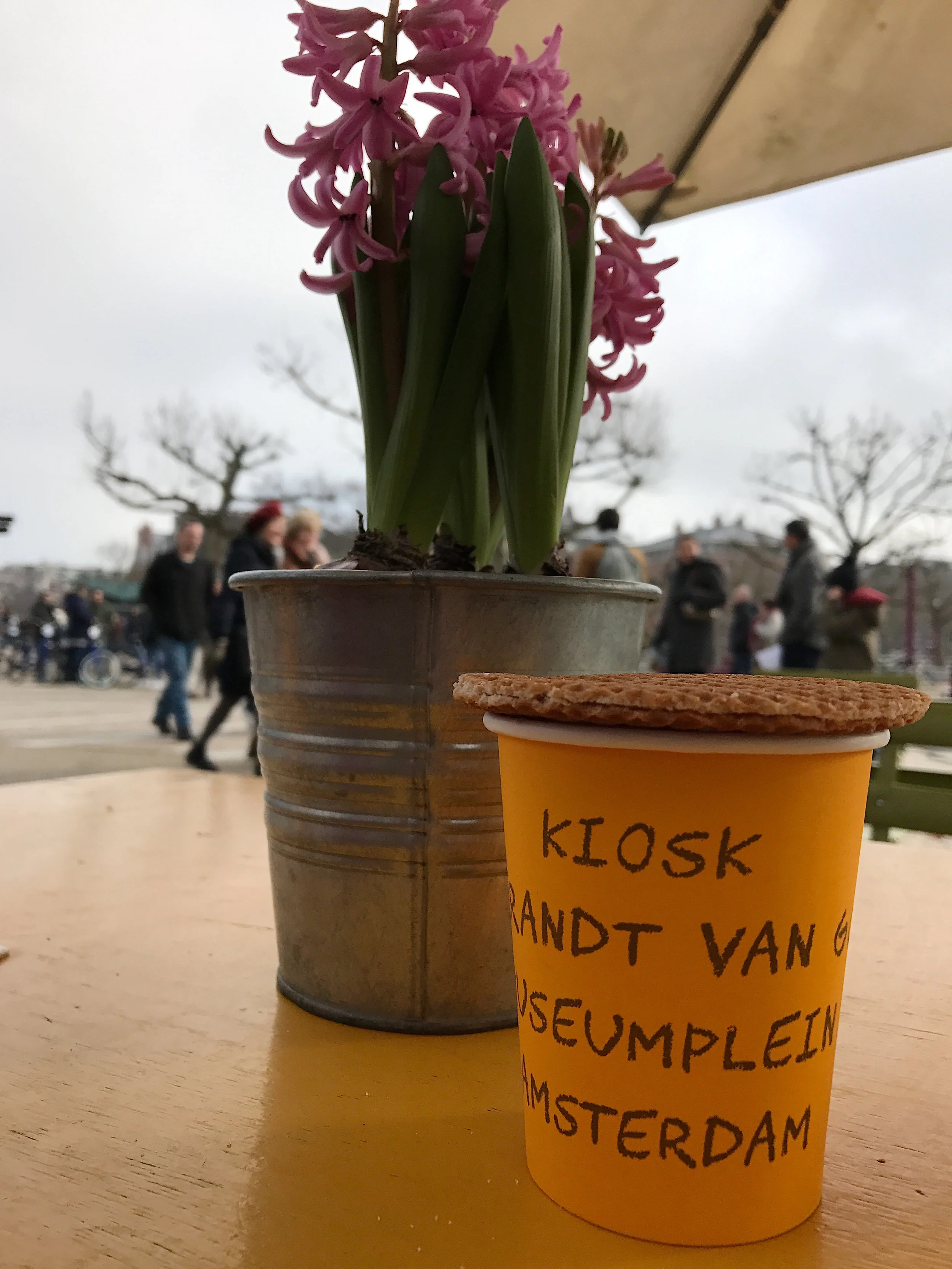 Taking a Stroopwafel and coffee break from the cycling.