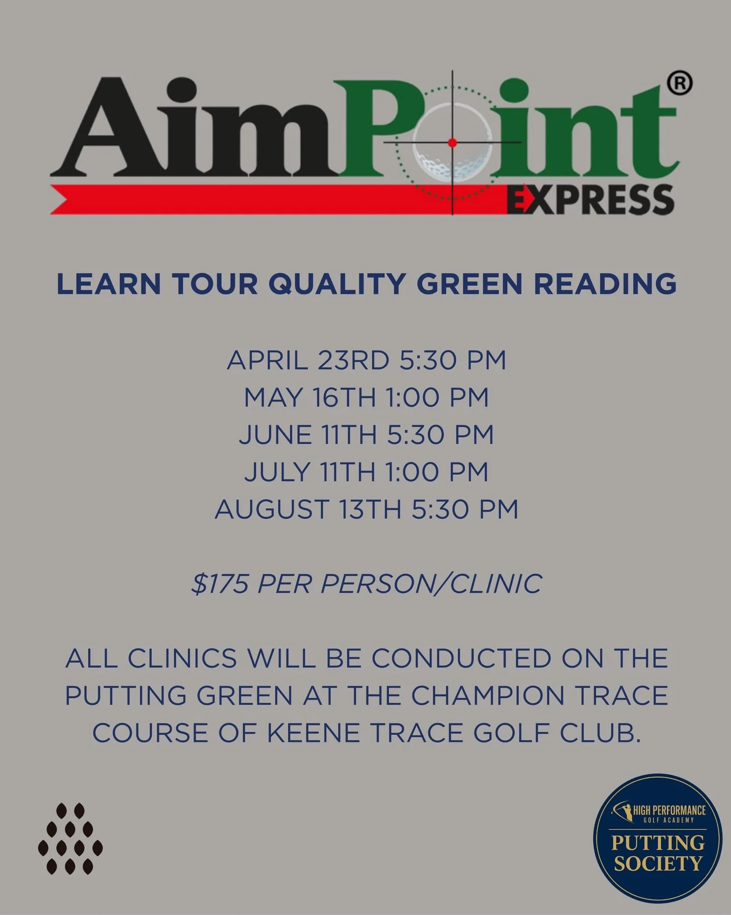 AimPoint Express clinics are open for registration! Click the link in my bio or send me a DM to sign up. Learn the world&rsquo;s number one green reading system and start making more putts!!