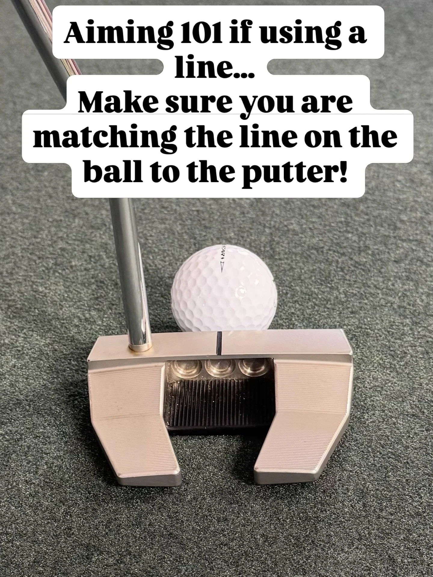 This is something I see too often. If you are using the line on your ball, it&rsquo;s only as good as your ability to aim the line to your target, AND your ability to make the putter match the line. 

What you are seeing in this picture is a player t