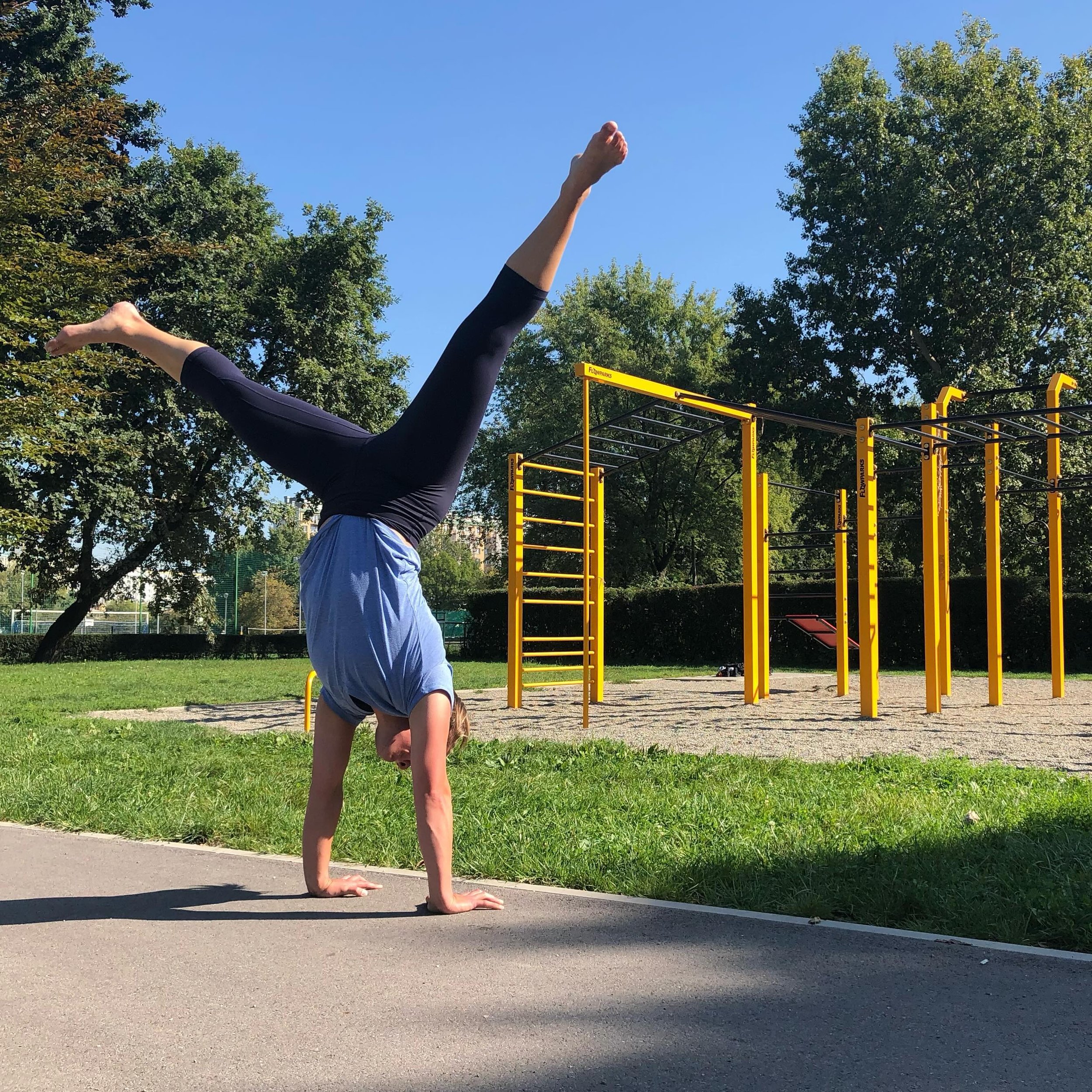 Inside or out &mdash; this weekend play with your strength.

Lauryn is throwing down a handstand straddle in this throwback post to our trip to Krakow, Poland. 

This weekend, join our weekend workout live on YouTube to warm-up with the basics, explo