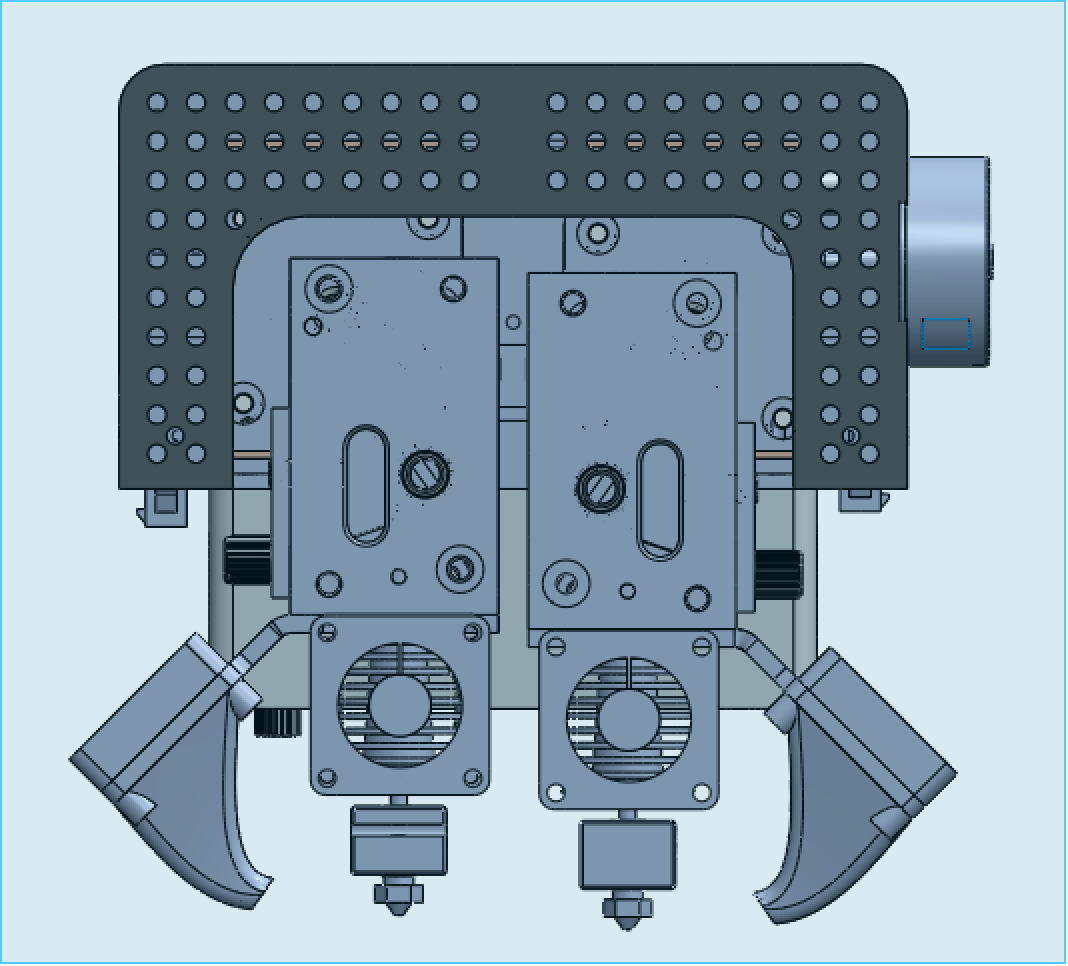 Modular cartridge mechanism allows for swapping of different printheads and processes (FDM, paste, marking/engraving, machining)