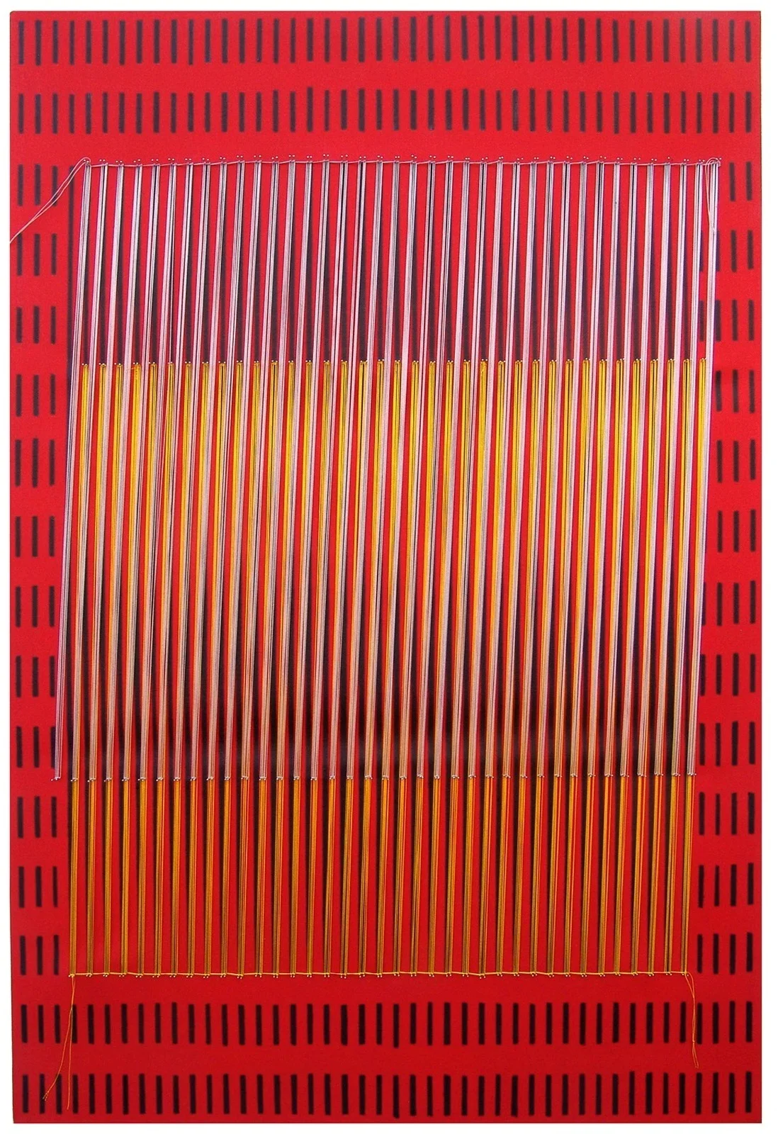 Antonio Pichilla Grandfather (2016) Oil on canvas, thread and metal 120 x 80 x 4 cm