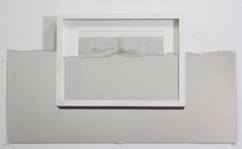  Alejandro Pintado Vapor in the atmosphere (2015) Laser cut mirror on antique print 79 x 56 cm 