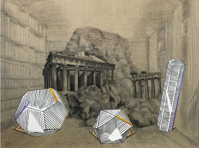  Alejandro Pintado Geological conversation at Humboldt´s study (2015) Charcoal and acrylic on linen 40 x 30 in 