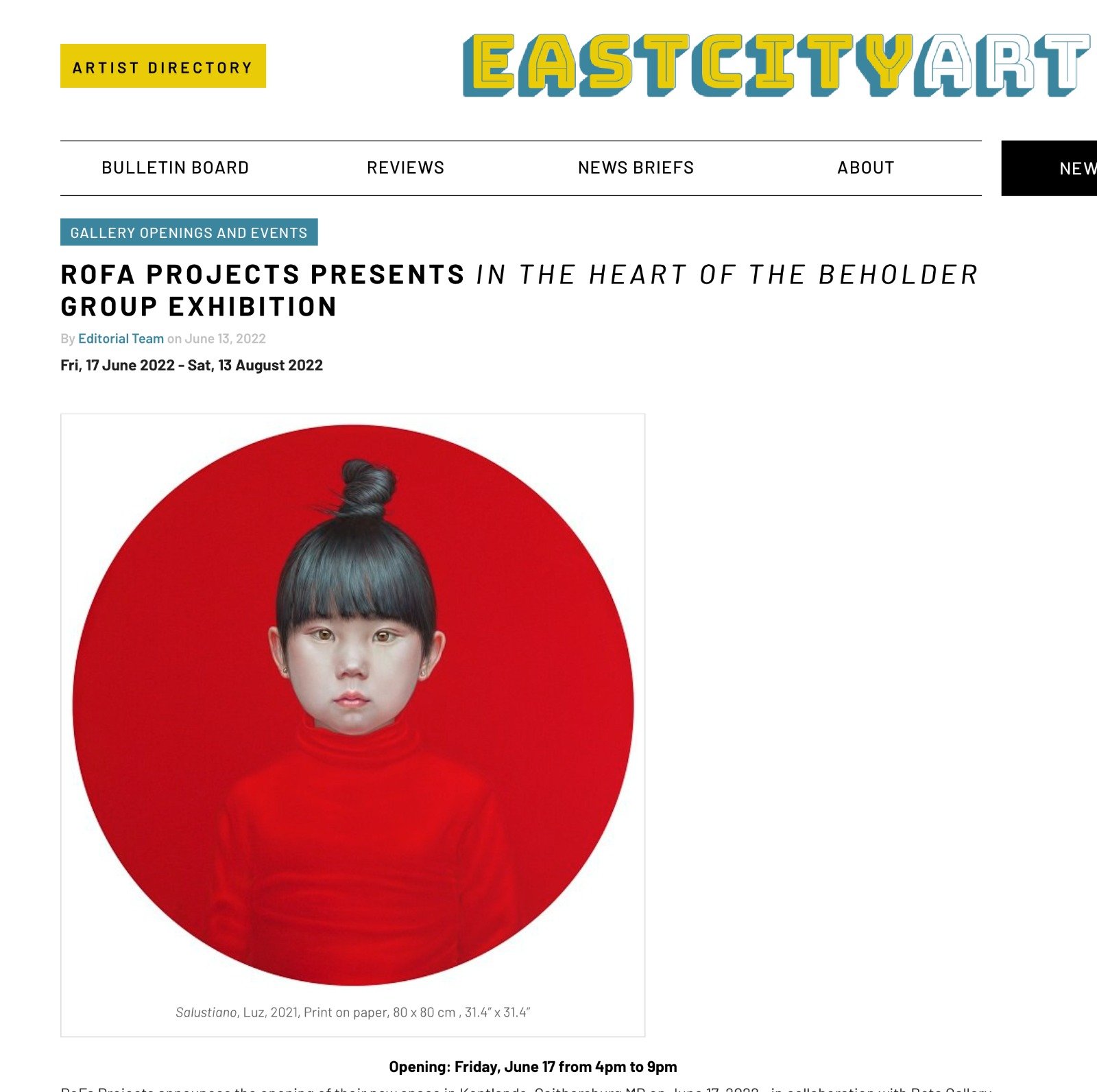 Featured in East City Art