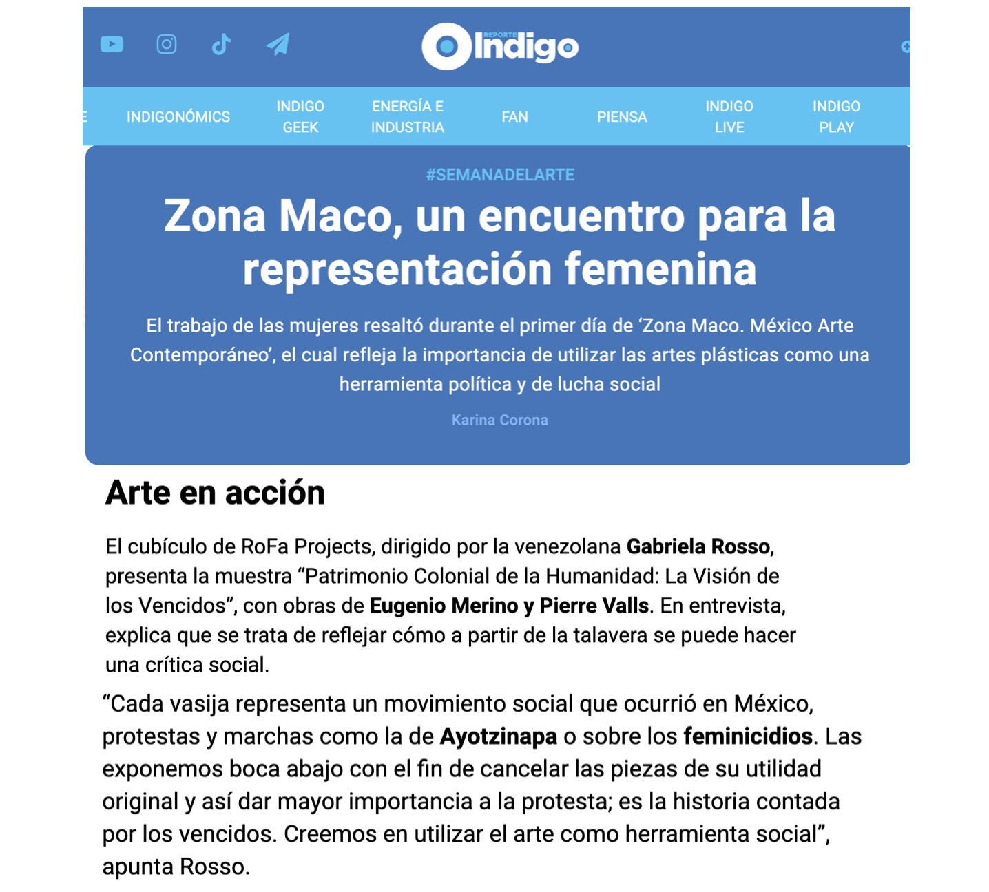 Featured in Reporte Indigo