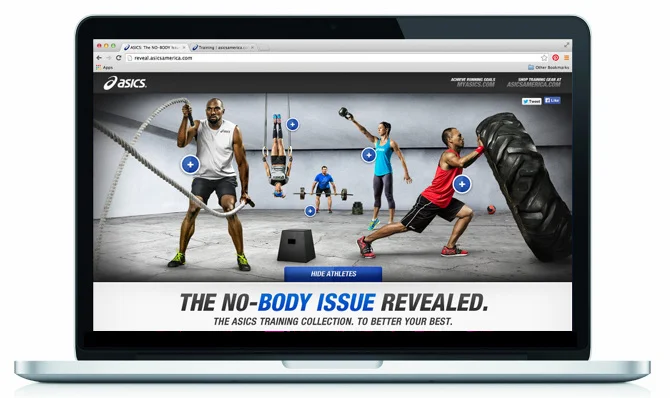   Roll over the clothes the Asics' athletes appear.  