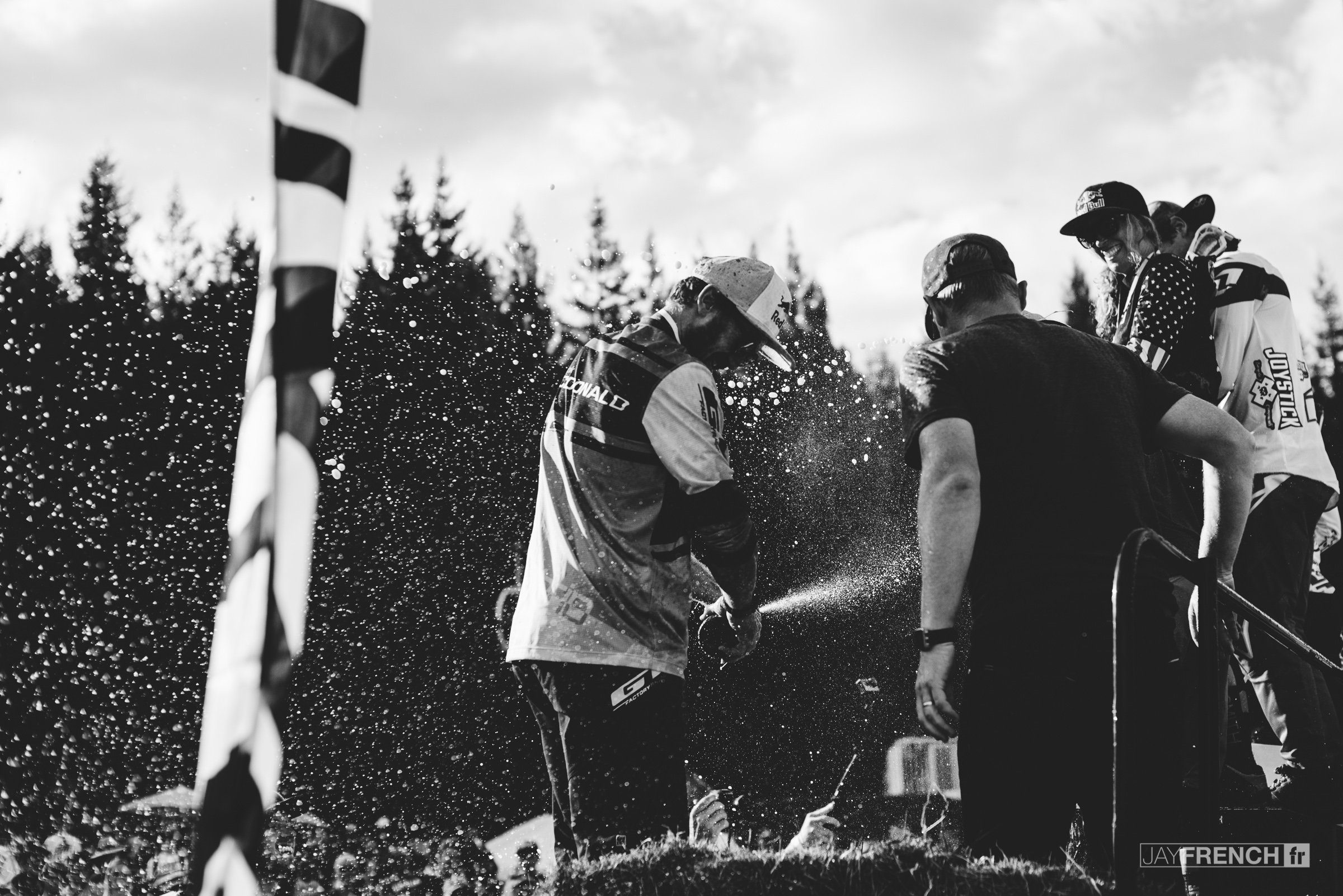 Brook spraying the podium and loving it.